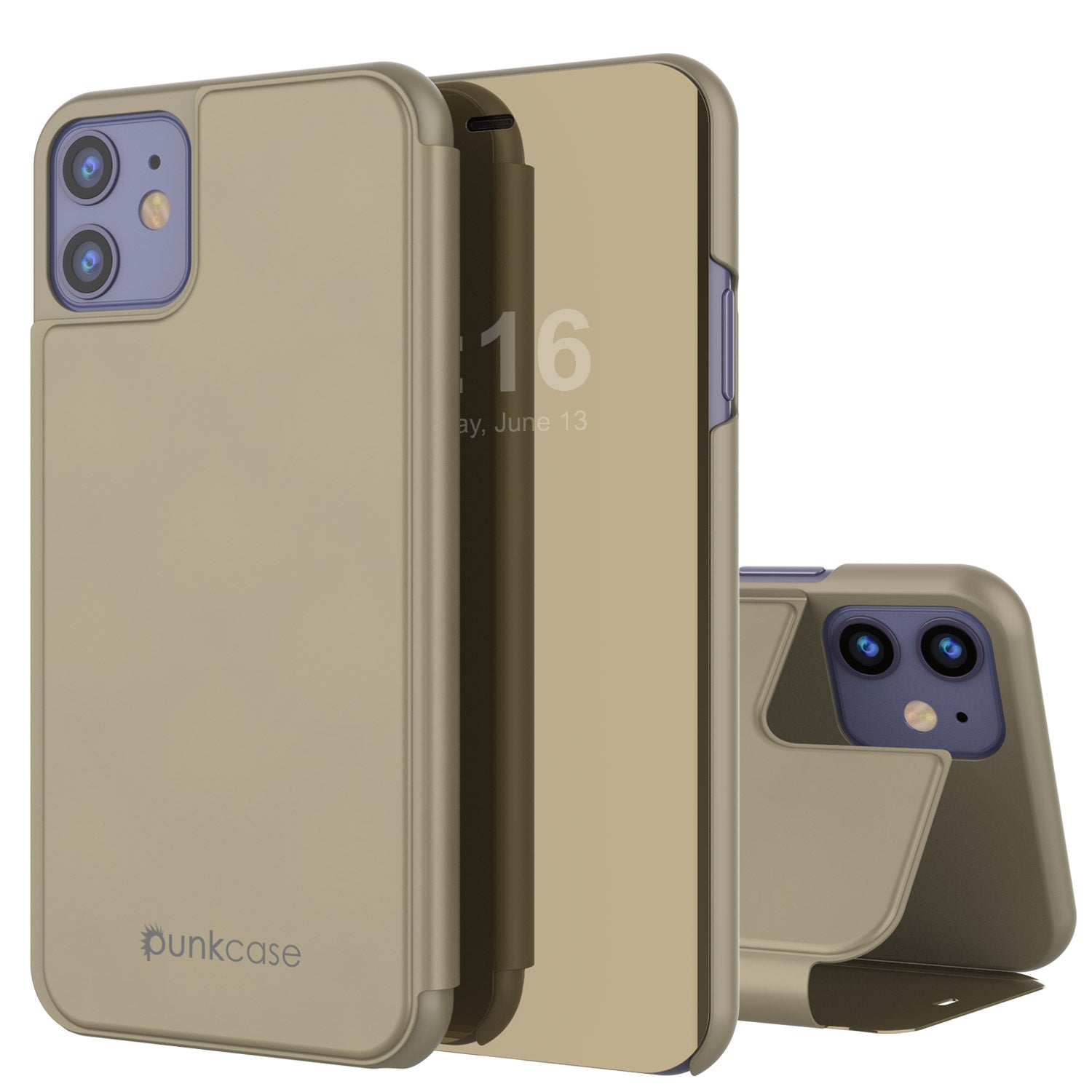 Capa protetora Punkcase iPhone 11 / XI Refletora Capa Flip [Dourado]