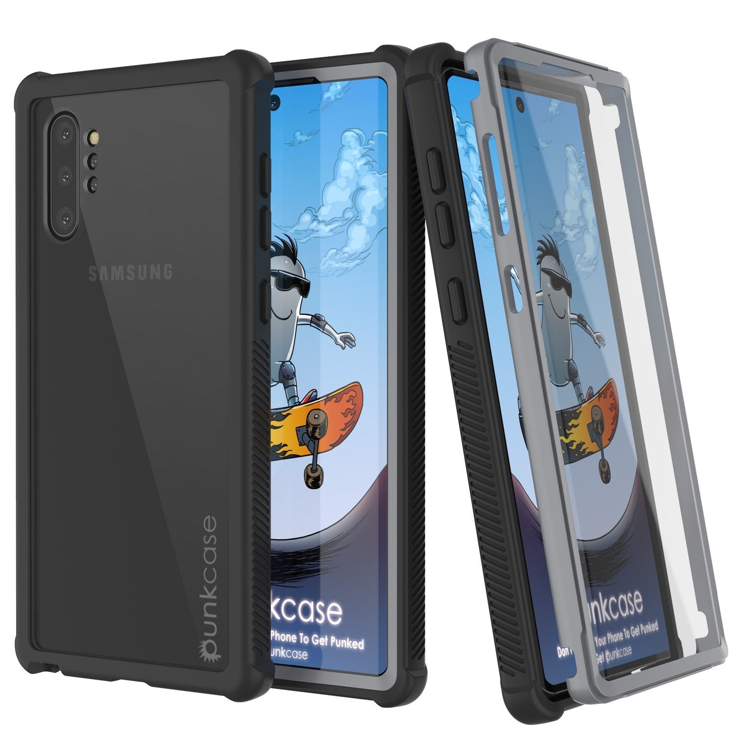 Capa Punkcase Galaxy Note 10+ Plus, Série Espartana, Capa Resistente Preta com Protetor de Tela Incorporado.