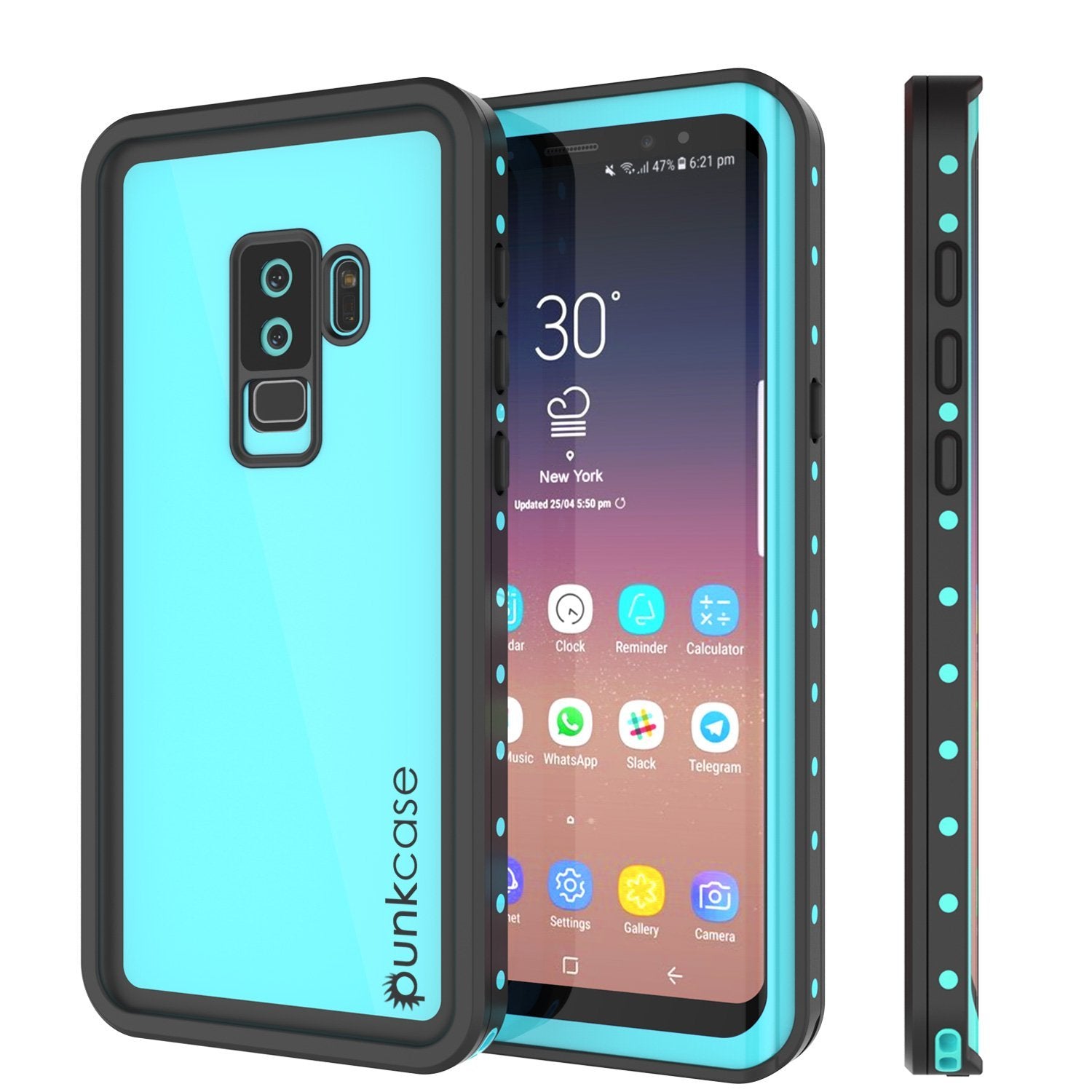 Capa à prova d'água Galaxy S9 Plus PunkCase StudStar Teal Thin 6.6ft IP68 à prova de choque/neve subaquática