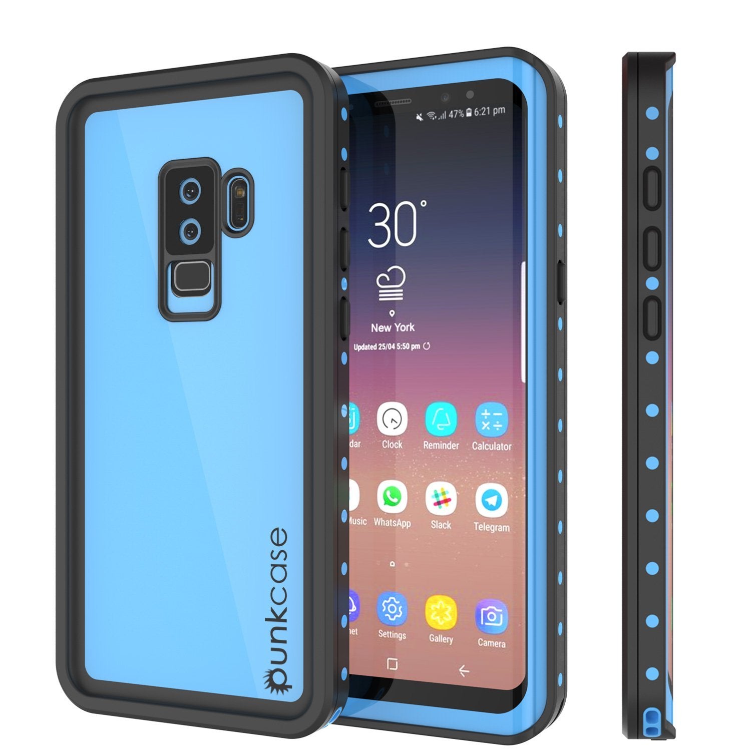 Capa impermeável para Galaxy S9 Plus PunkCase StudStar Light Blue fina 6.6ft à prova d'água IP68 à prova de choque debaixo d'água