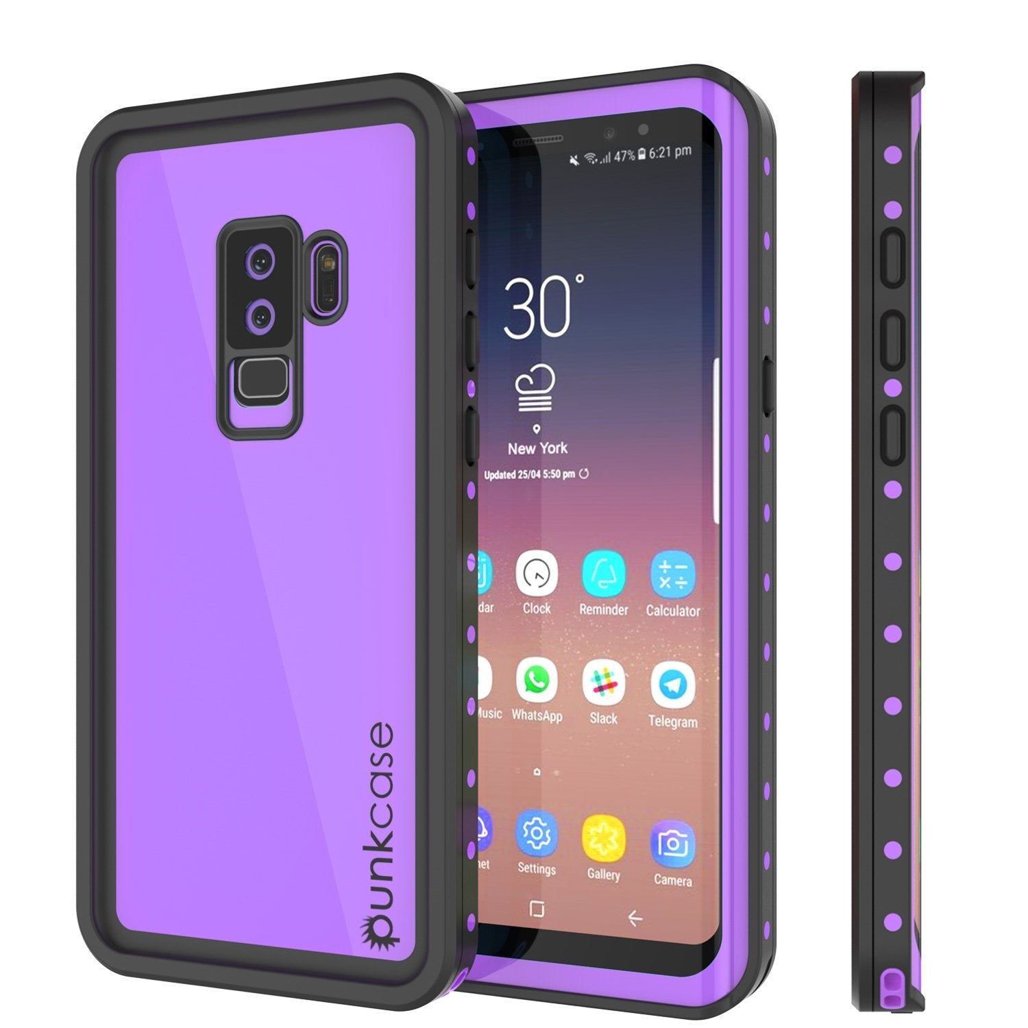 Capa à prova d'água Galaxy S9 Plus PunkCase StudStar Roxa Fina 6,6 pés subaquática IP68 à prova de choque/neve