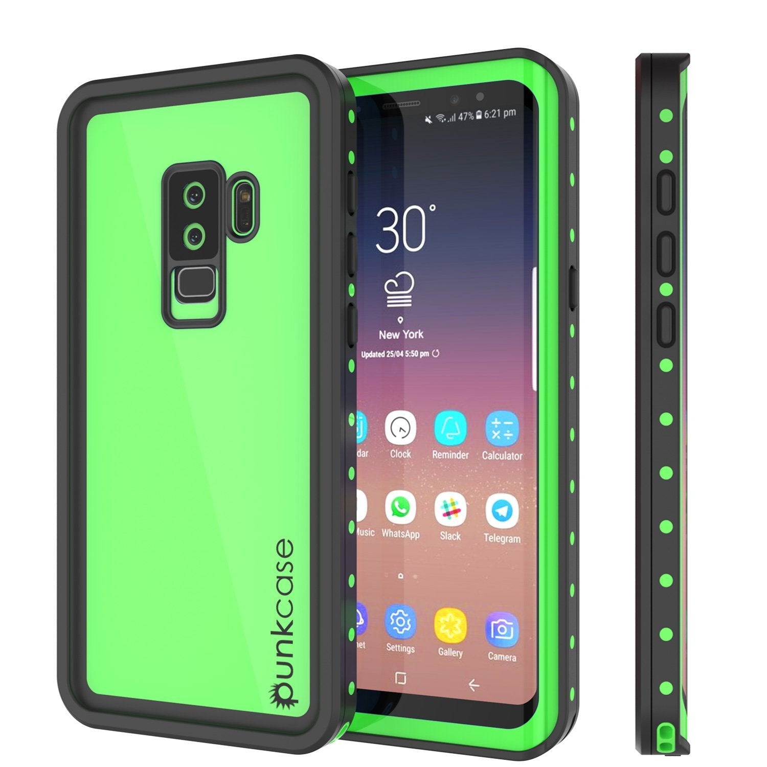 Capa à prova d'água Galaxy S9 Plus PunkCase StudStar Light Green Fina 6.6ft IP68 À Prova de Choque Subaquática