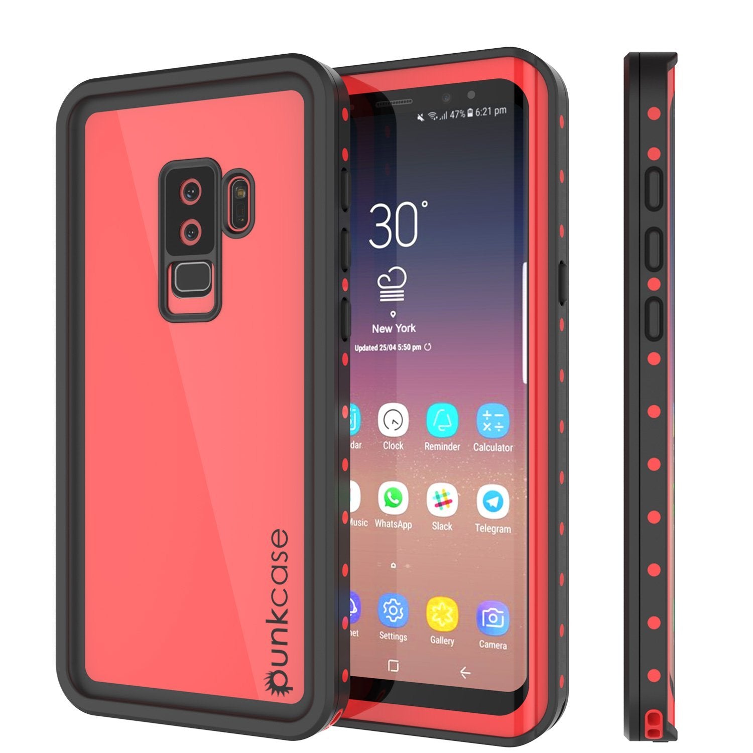 Capa à prova d'água Galaxy S9 Plus PunkCase StudStar Vermelha Fina 6.6ft IP68 à prova de choque/neve subaquática