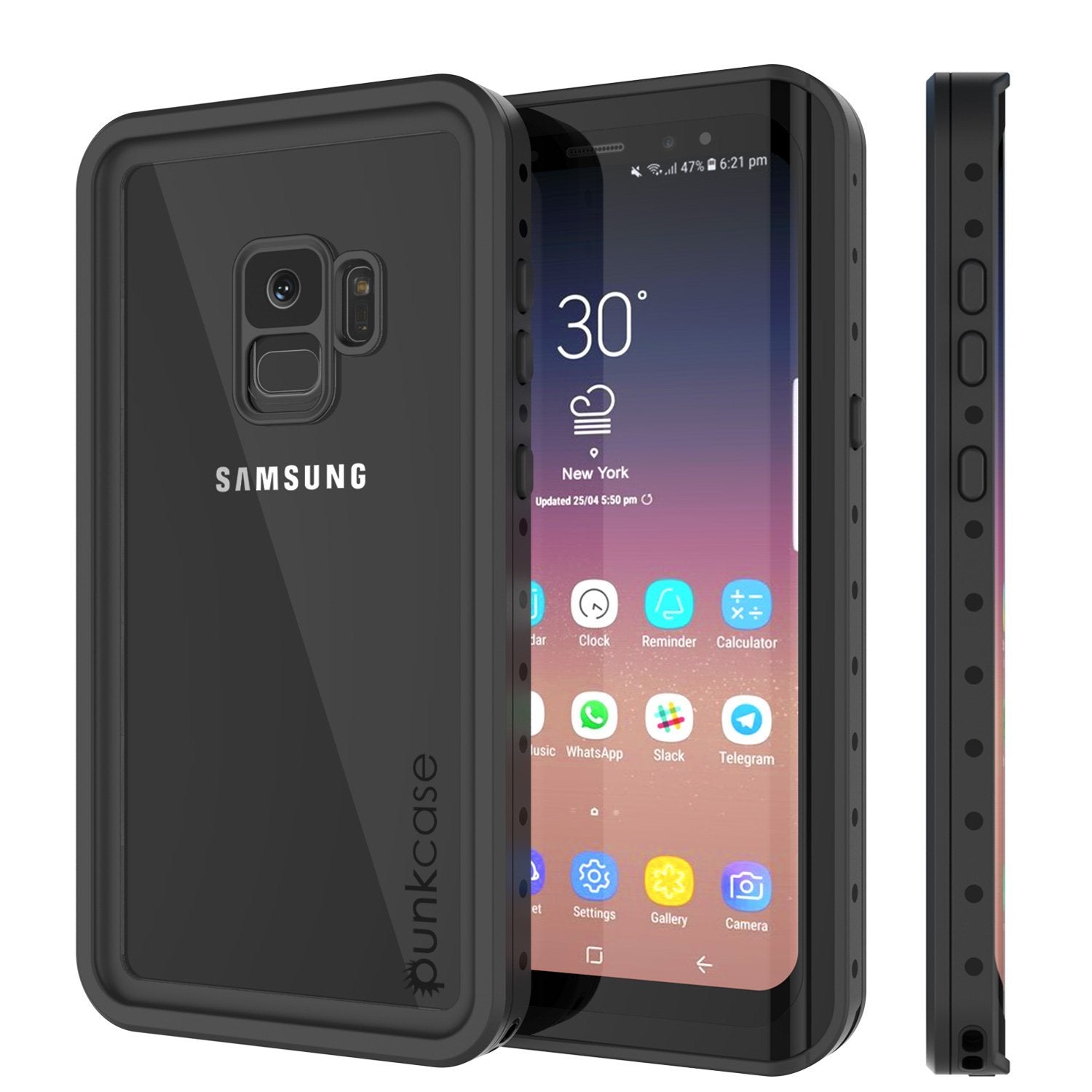 Capa à prova d'água para Galaxy S9, Punkcase [Série StudStar] [Ajuste fino] [Certificado IP68] [À prova de choque] [À prova de sujeira] [À prova de neve] Capa de armadura [Transparente]