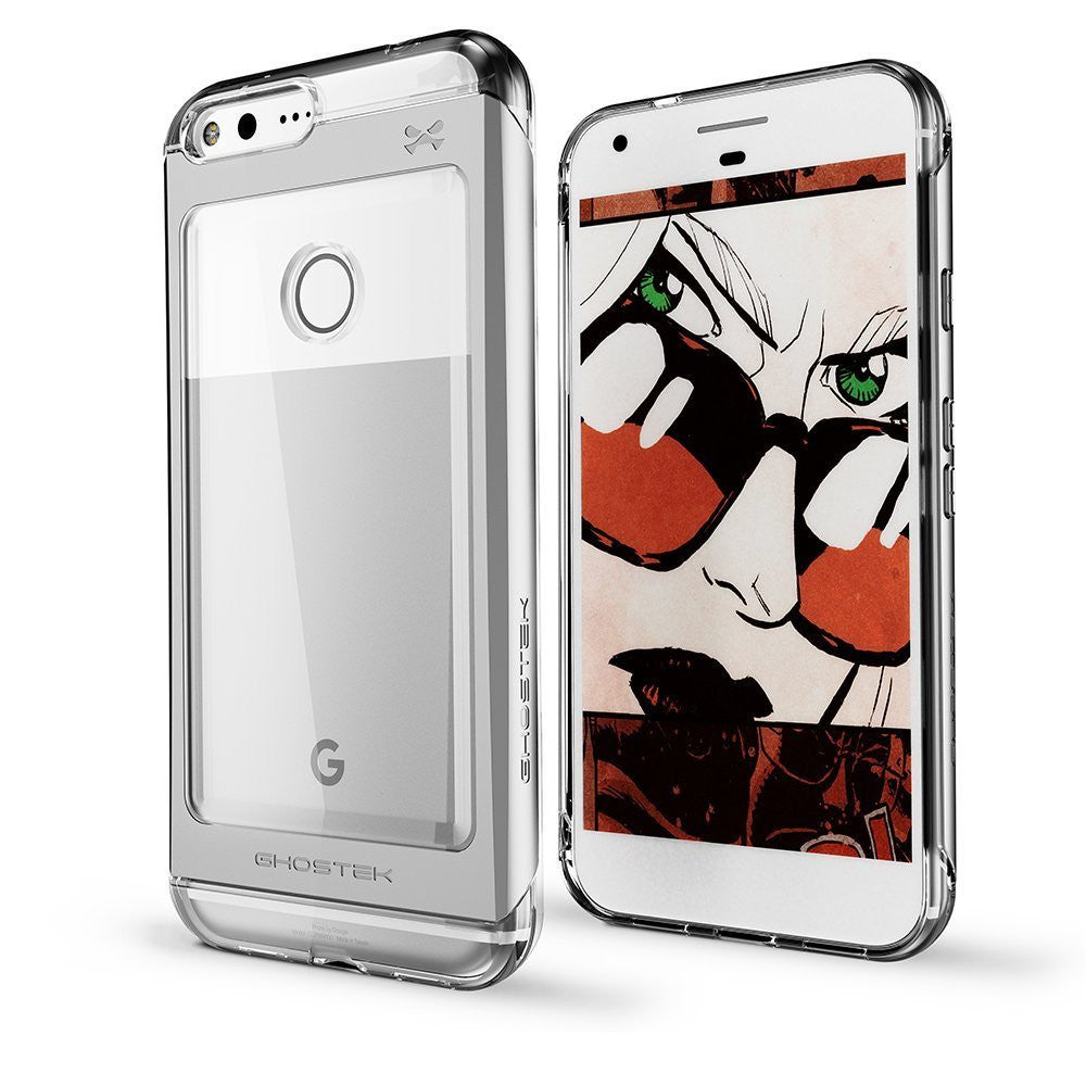 Capa Google Pixel XL, Ghostek® Cloak 2.0 Séries Prata com Protetor de Tela à Prova de Explosão | Moldura de Alumínio