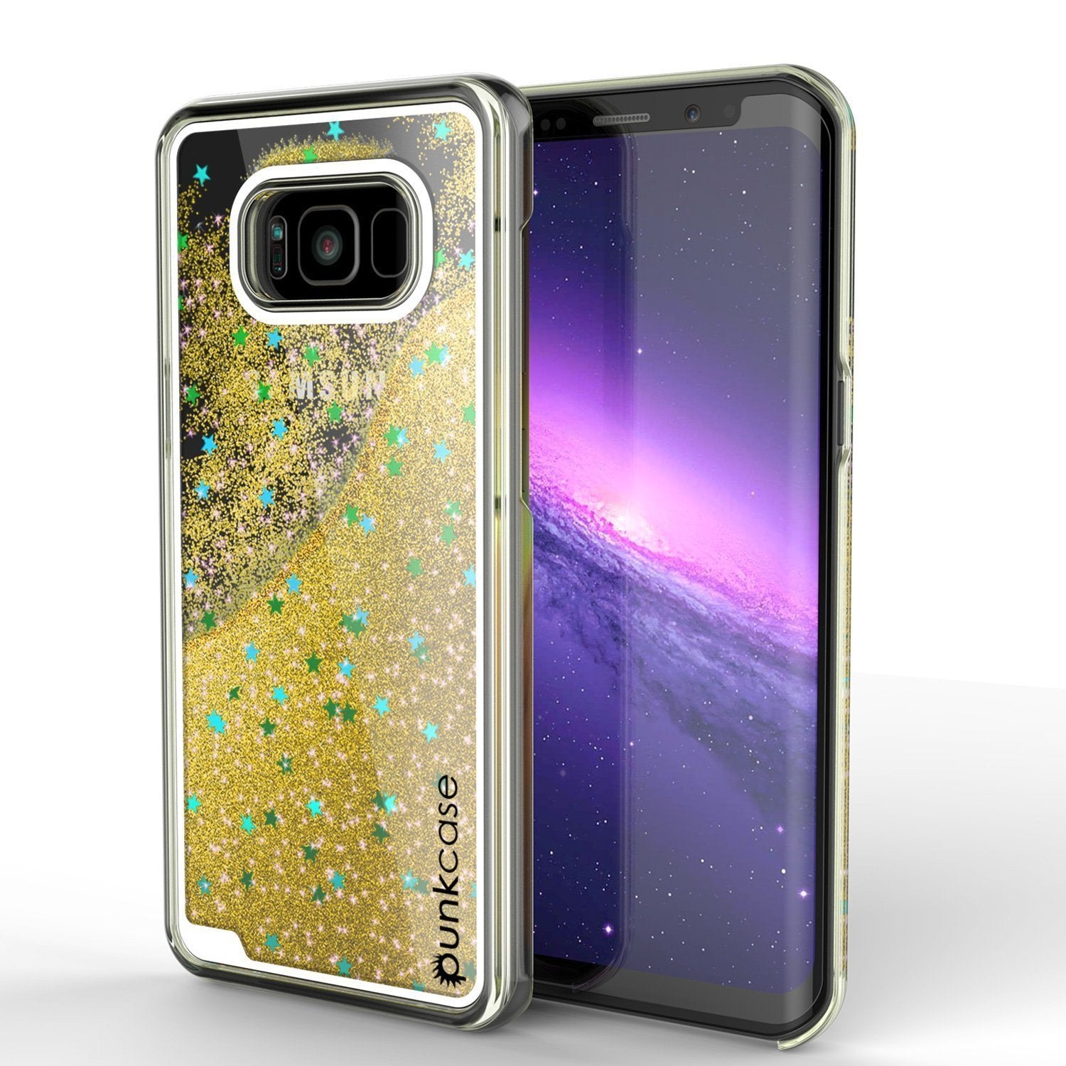 Capa Galaxy S8 Plus, Punkcase [Série Líquida] Protetora de Camada Dupla com Glitter Flutuante + Protetor de Tela PunkShield para Samsung S8 [Dourado]