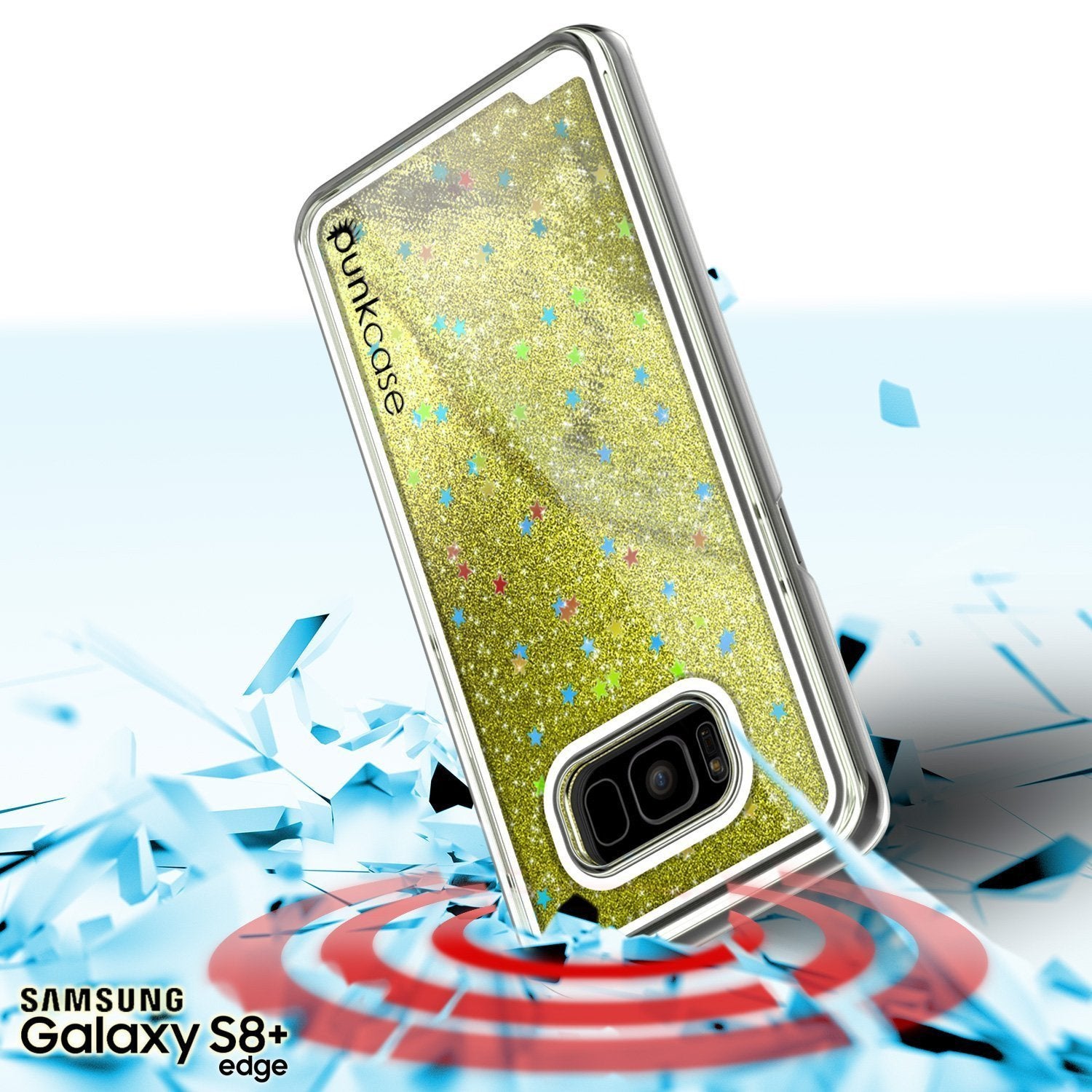 Galaxy S8 Plus Case, Punkcase [Liquid Series] Protective Dual Layer Floating Glitter Cover + PunkShield Screen Protector for Samsung S8 [Gold] (Color in image: pink)
