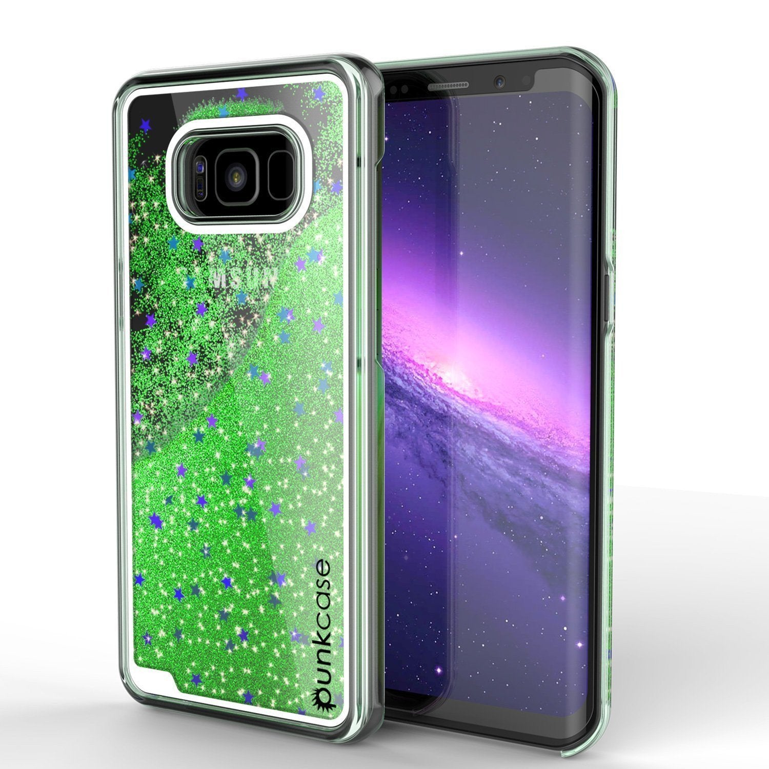 Capa Galaxy S8 Plus, Punkcase [Série Líquido] Protetora de Camada Dupla com Glitter Flutuante + Protetor de Tela PunkShield para Samsung S8 [Verde]