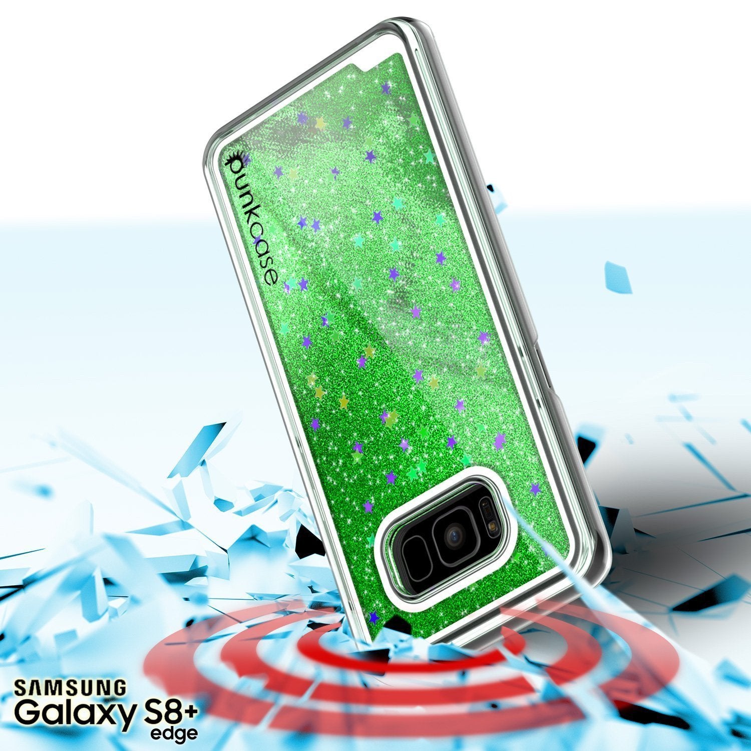 Capa Galaxy S8 Plus, Punkcase [Série Líquido] Protetora de Camada Dupla com Glitter Flutuante + Protetor de Tela PunkShield para Samsung S8 [Verde]