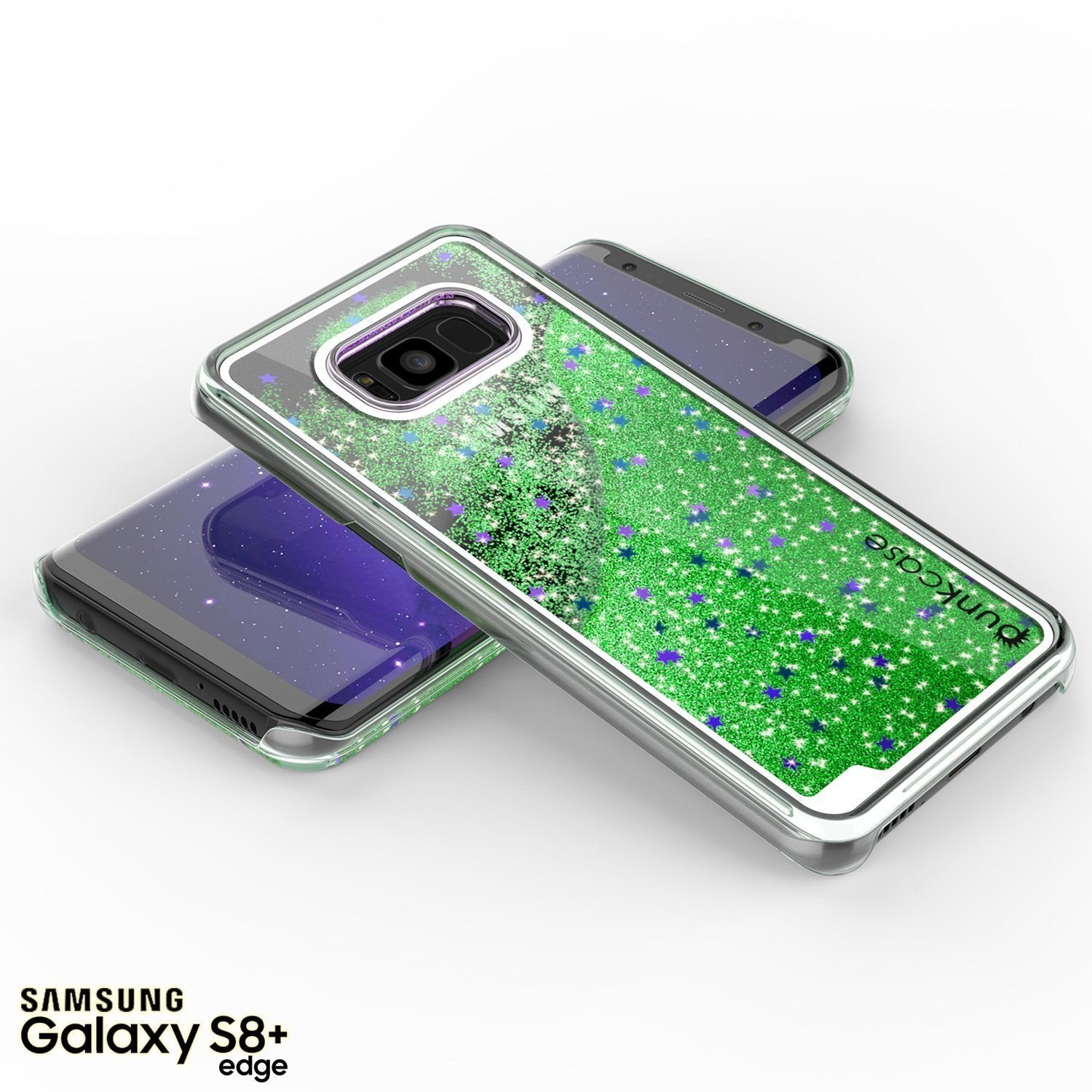Capa Galaxy S8 Plus, Punkcase [Série Líquido] Protetora de Camada Dupla com Glitter Flutuante + Protetor de Tela PunkShield para Samsung S8 [Verde]