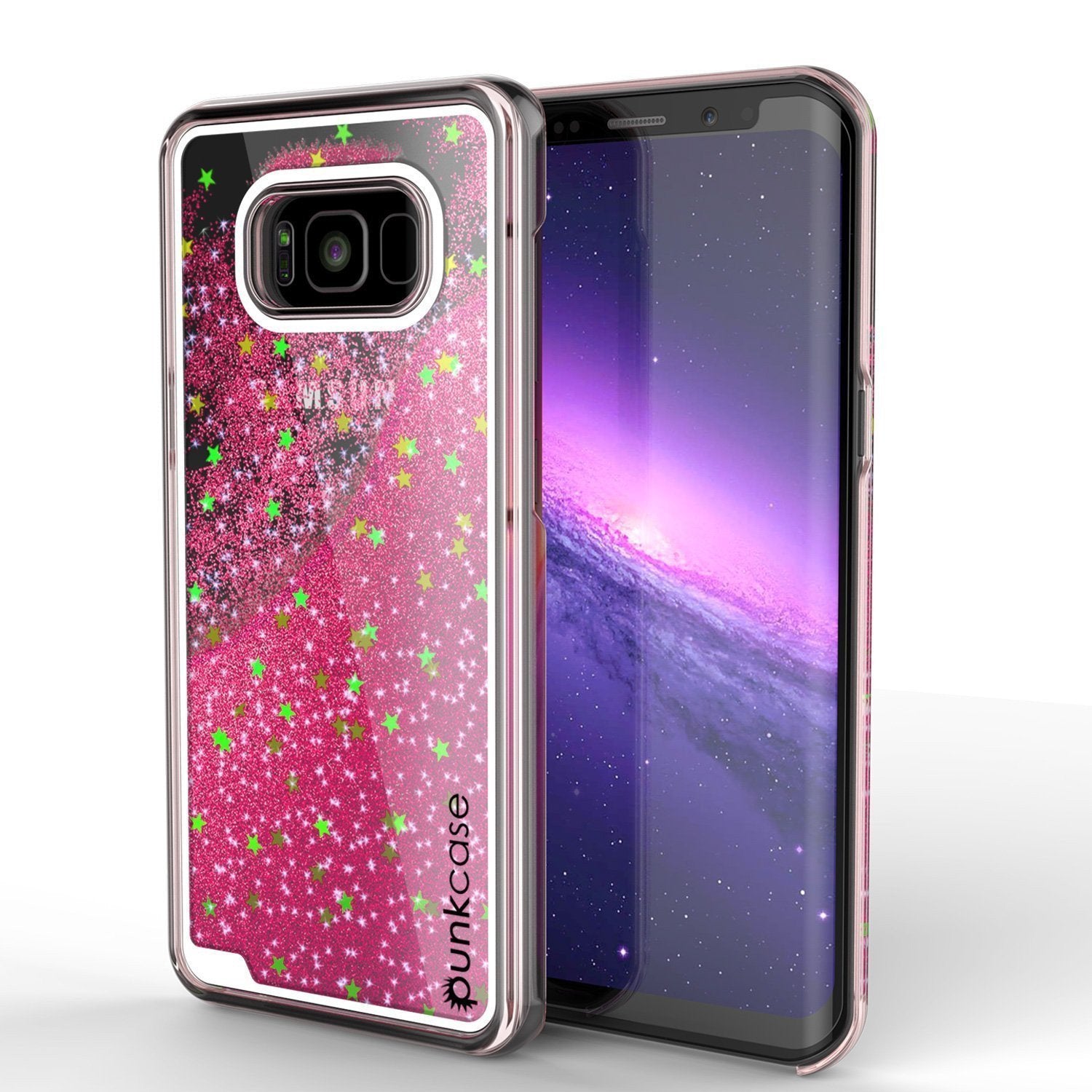 Capa Galaxy S8 Plus, Punkcase [Série Líquida] Cobertura Protetora de Camada Dupla com Glitter Flutuante + Protetor de Tela PunkShield para Samsung S8 [Rosa]