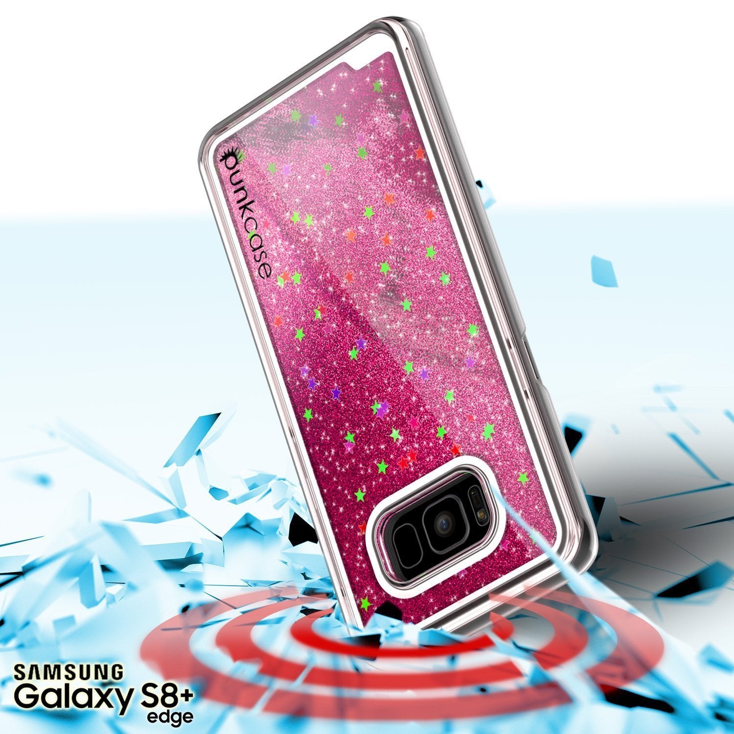 Capa Galaxy S8 Plus, Punkcase [Série Líquida] Cobertura Protetora de Camada Dupla com Glitter Flutuante + Protetor de Tela PunkShield para Samsung S8 [Rosa]