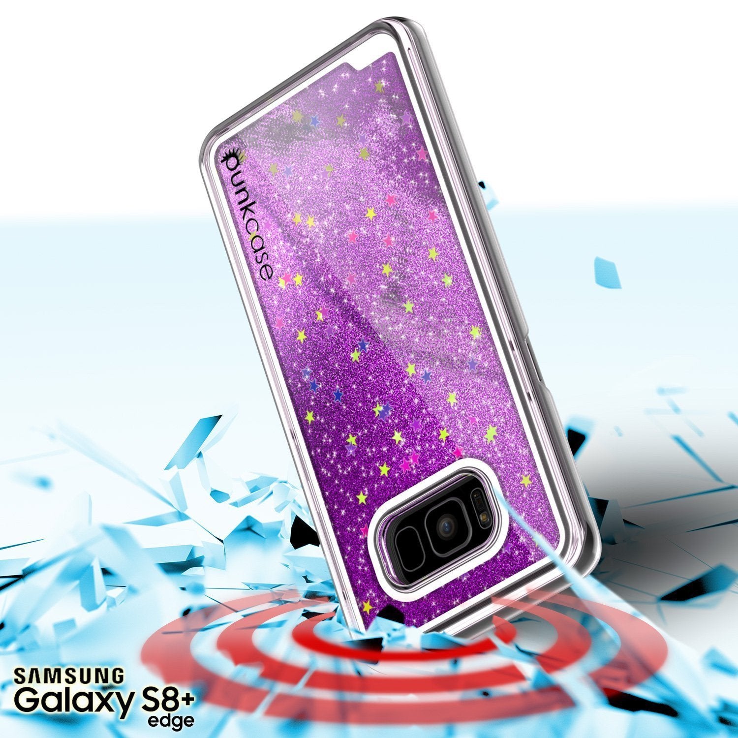 Capa Galaxy S8 Plus, Punkcase [Série Líquida] Capa Protetora de Camada Dupla com Glitter Flutuante + Protetor de Tela PunkShield para Samsung S8 [Roxo]