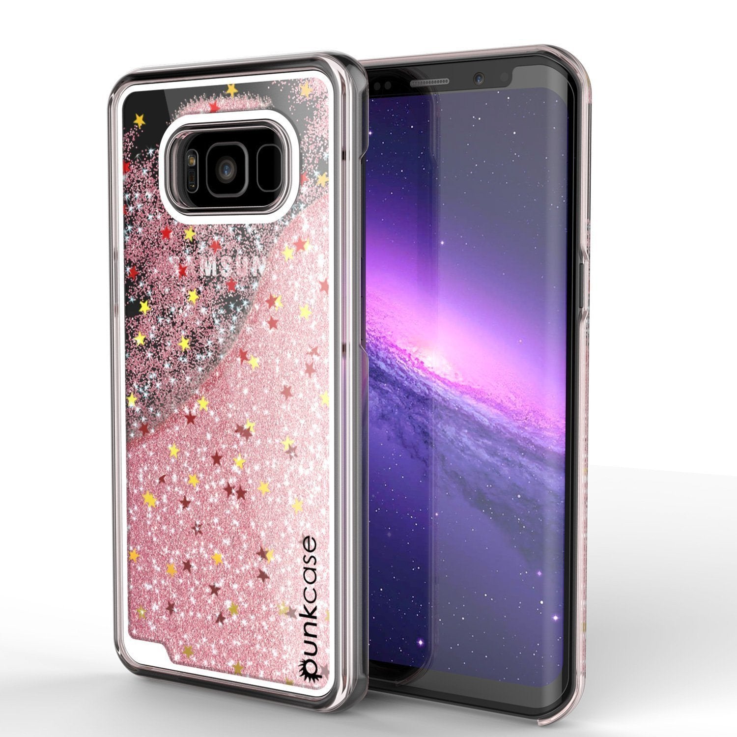 Capa Galaxy S8 Plus, Punkcase [Série Líquida] Capa protetora de camada dupla com glitter flutuante + Protetor de tela PunkShield para Samsung S8 [Ouro Rosa]