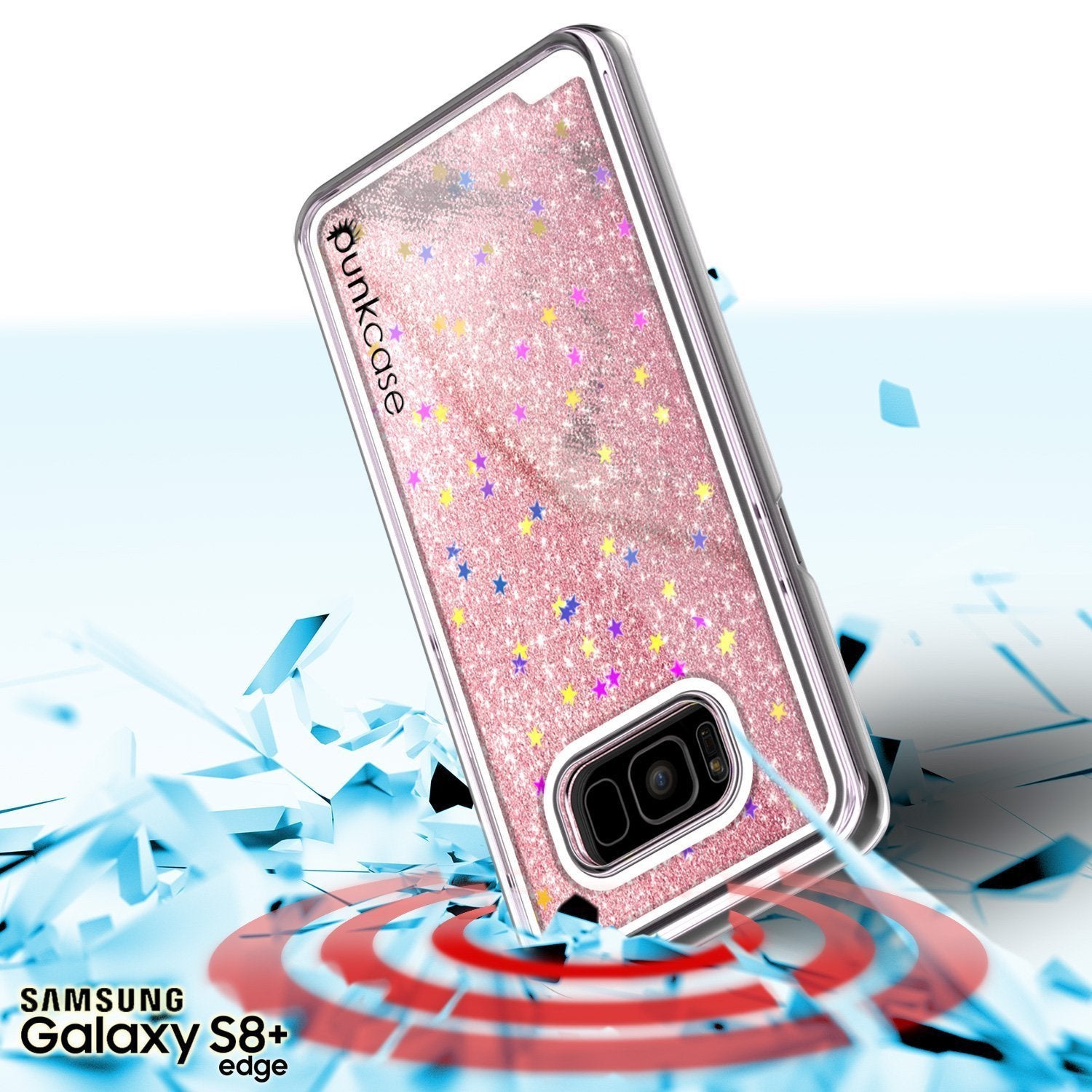 Capa Galaxy S8 Plus, Punkcase [Série Líquida] Capa protetora de camada dupla com glitter flutuante + Protetor de tela PunkShield para Samsung S8 [Ouro Rosa]