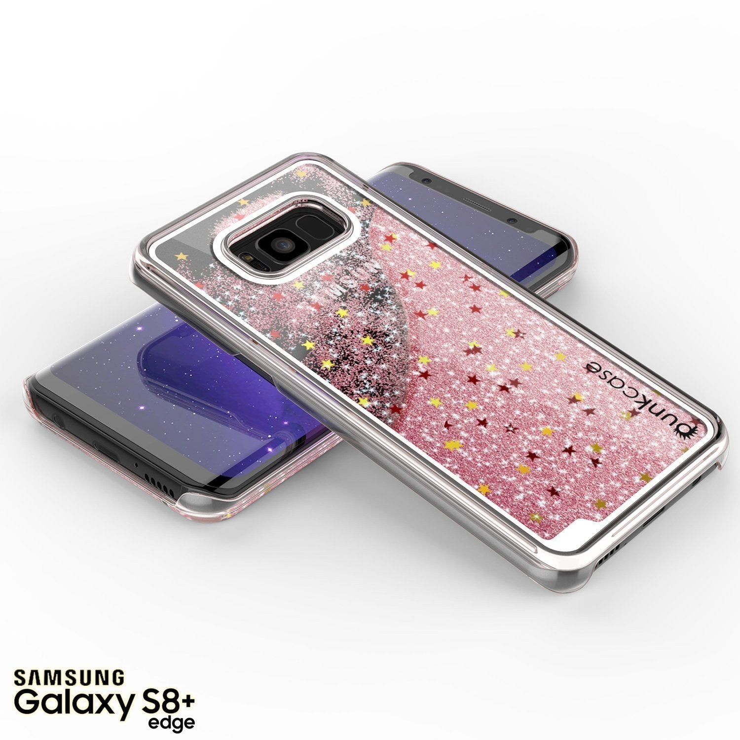 Capa Galaxy S8 Plus, Punkcase [Série Líquida] Capa protetora de camada dupla com glitter flutuante + Protetor de tela PunkShield para Samsung S8 [Ouro Rosa]
