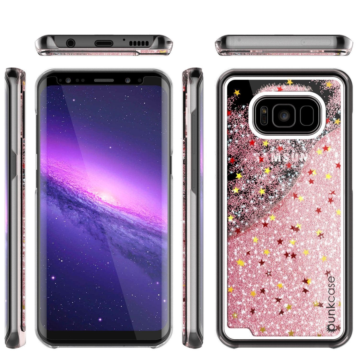 Galaxy S8 Plus Case, Punkcase [Liquid Series] Protective Dual Layer Floating Glitter Cover + PunkShield Screen Protector for Samsung S8 [Rose Gold] (Color in image: Purple)