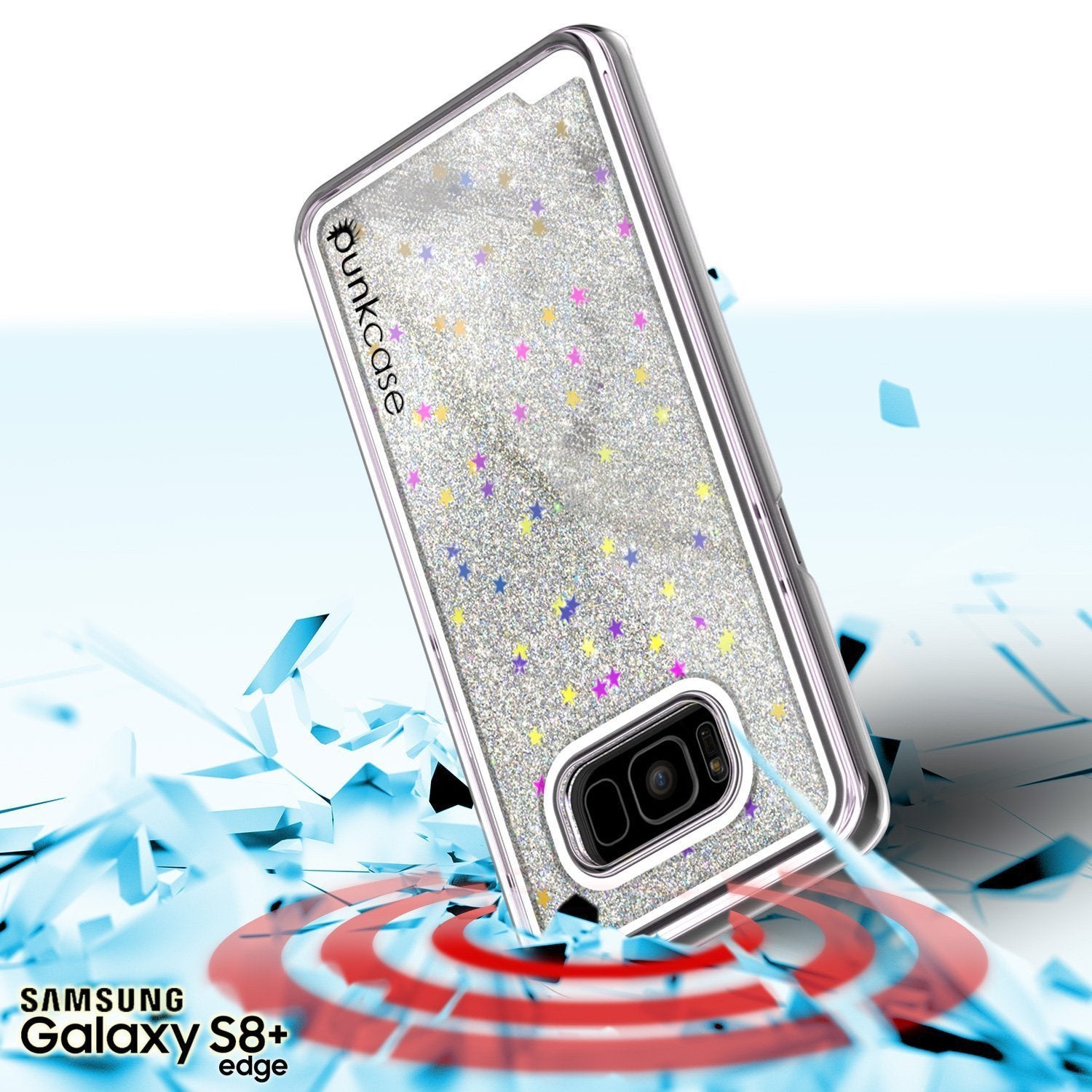 Capa Galaxy S8 Plus, Punkcase [Série Líquida] Capa Protetora de Camada Dupla com Glitter Flutuante + Protetor de Tela Punkshield para Samsung S8 [Prata]