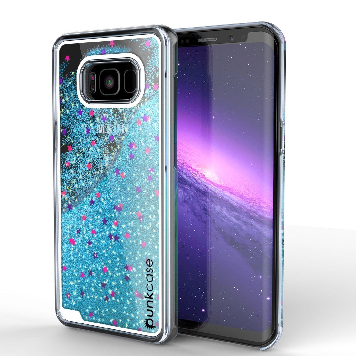 Capa Galaxy S8 Plus, Punkcase [Série Líquida] Cobertura Protetora de Camada Dupla com Glitter Flutuante + Protetor de Tela PunkShield para Samsung S8 [Azul-Verde]