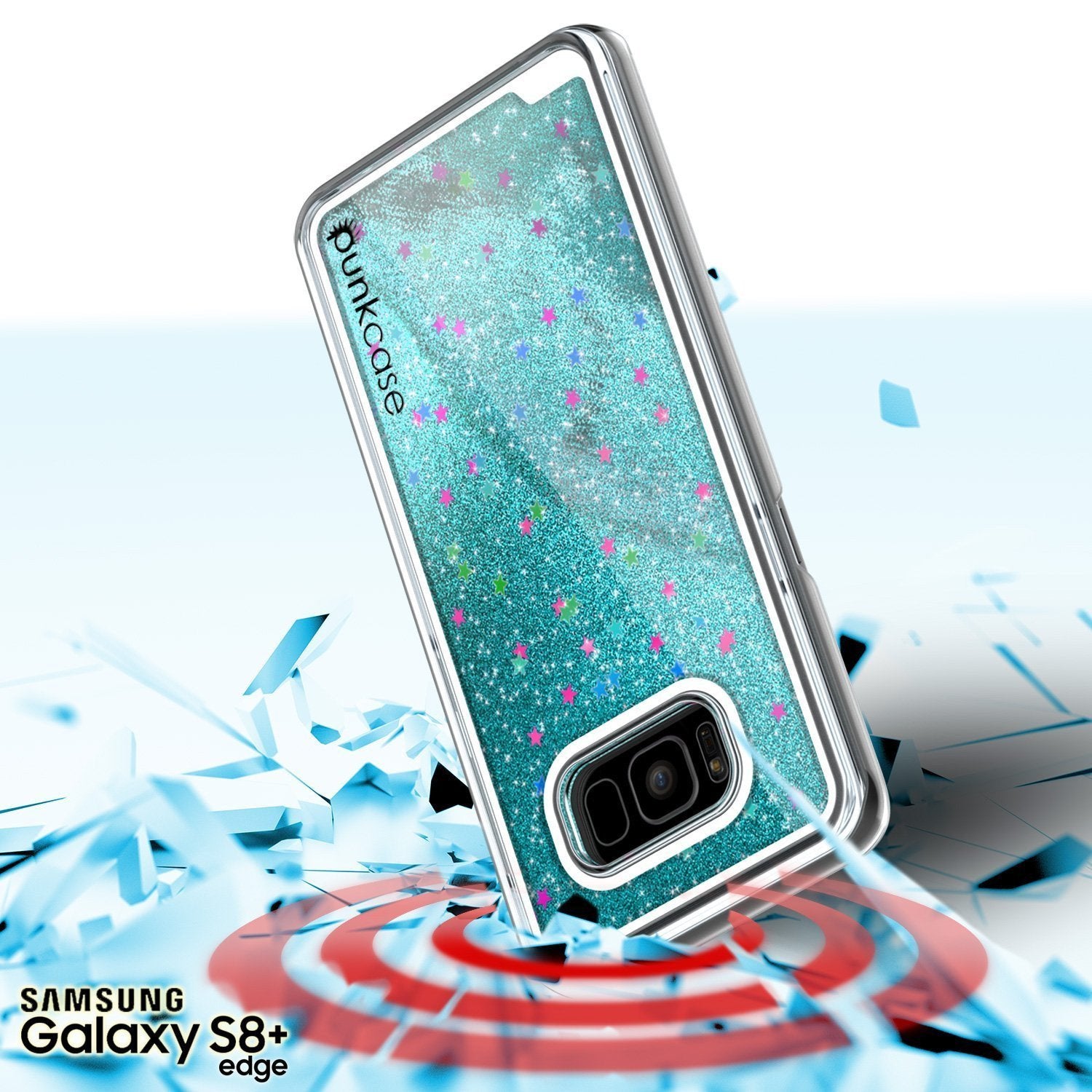 Capa Galaxy S8 Plus, Punkcase [Série Líquida] Cobertura Protetora de Camada Dupla com Glitter Flutuante + Protetor de Tela PunkShield para Samsung S8 [Azul-Verde]