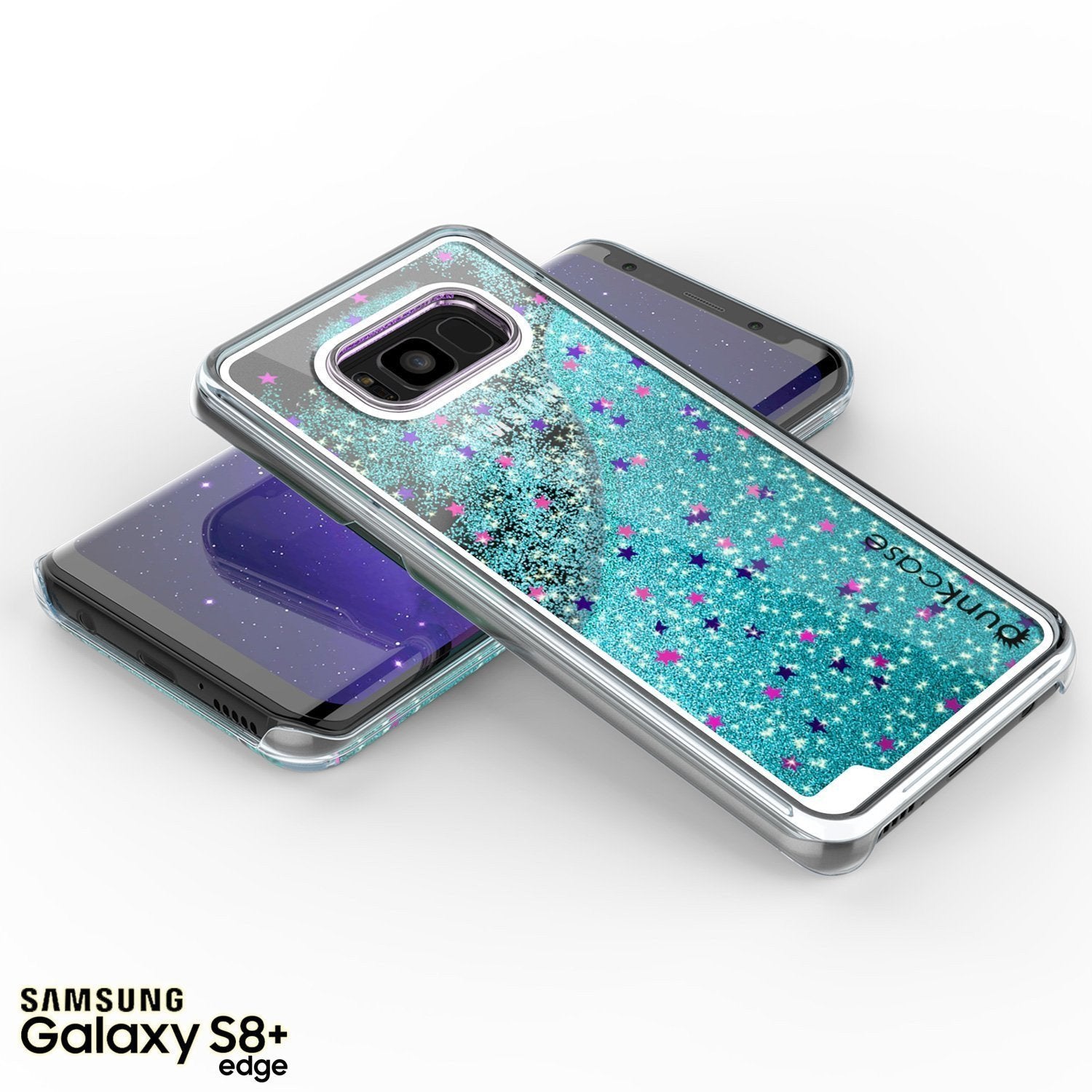 Capa Galaxy S8 Plus, Punkcase [Série Líquida] Cobertura Protetora de Camada Dupla com Glitter Flutuante + Protetor de Tela PunkShield para Samsung S8 [Azul-Verde]