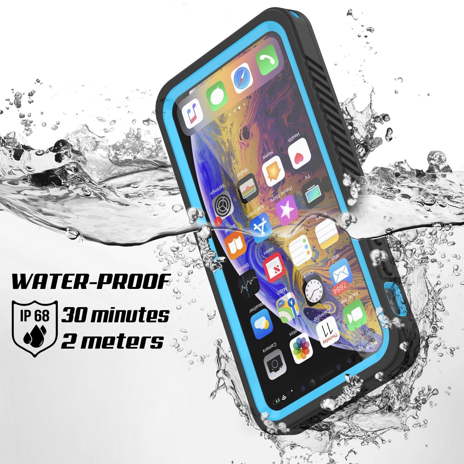 Capinha impermeável para iPhone 11 Pro Max, Punkcase [Série Extreme] Capinha de armadura com protetor de tela embutido  [Azul Claro]