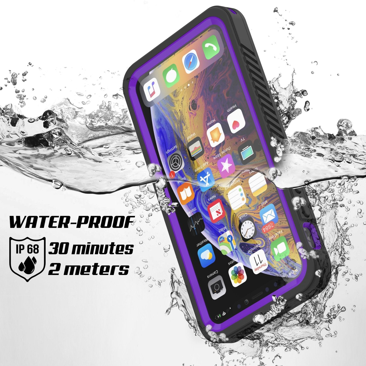 Capinha impermeável para iPhone 11 Pro Max, Punkcase [Série Extreme] Capinha de armadura com protetor de tela embutido  [Roxa]