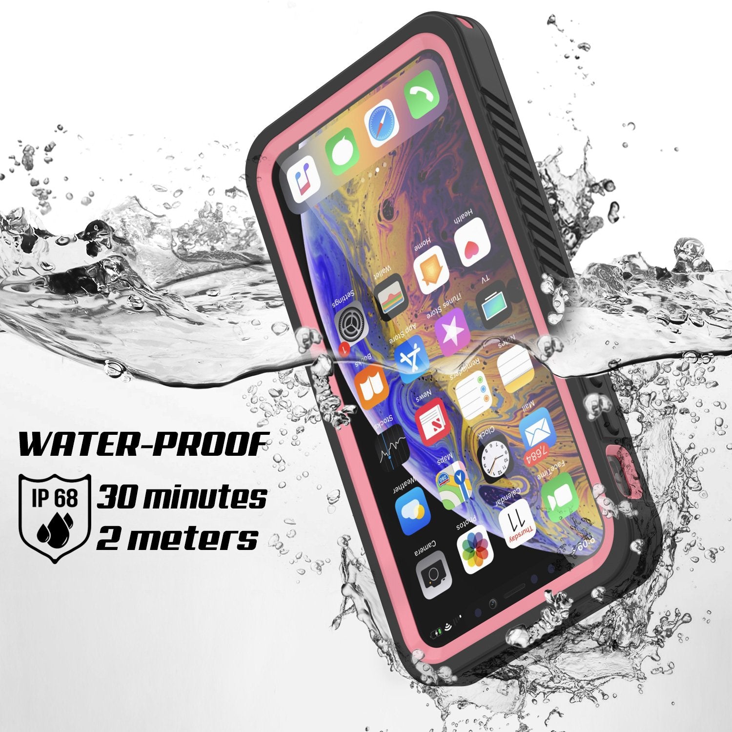 Capinha impermeável para iPhone 11 Pro Max, Punkcase [Série Extreme] Capinha de armadura com protetor de tela embutido  [Rosa]