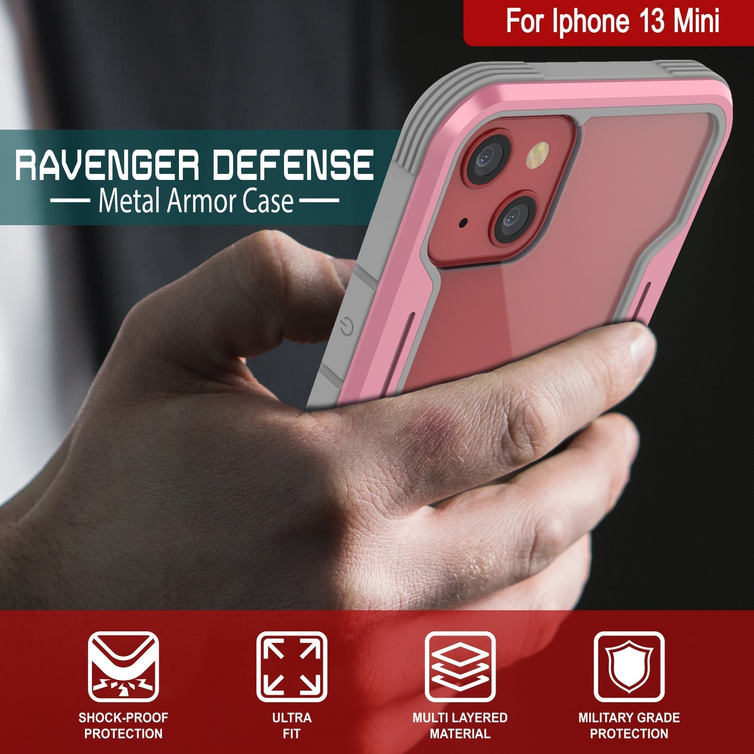 Capa de Defesa Punkcase iPhone 14 Plus Ravenger MAG Protetora Militar de Grau Multicamadas [Ouro Rosa]