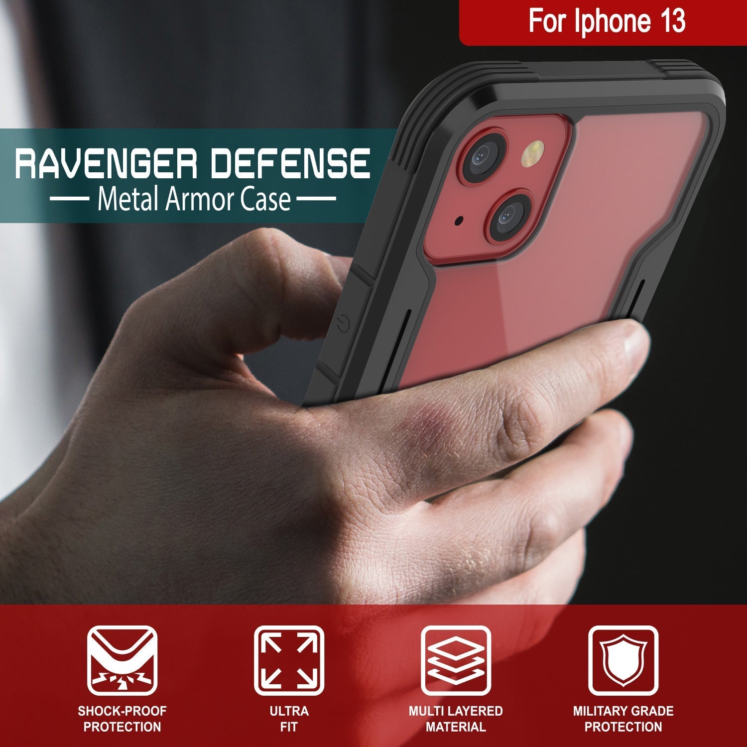 Capa de defesa militar protetora Punkcase iPhone 14 Ravenger MAG Grade Multilayer [Preto]