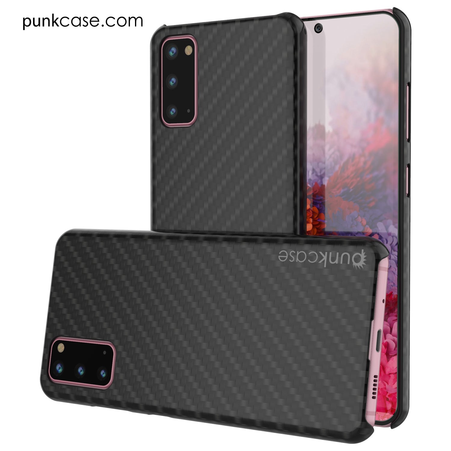 Galaxy S20 Case, Punkcase CarbonShield, Heavy Duty & Ultra Thin 2 Piece Dual Layer PU Leather Black Cover (Carbon Fiber Style) 