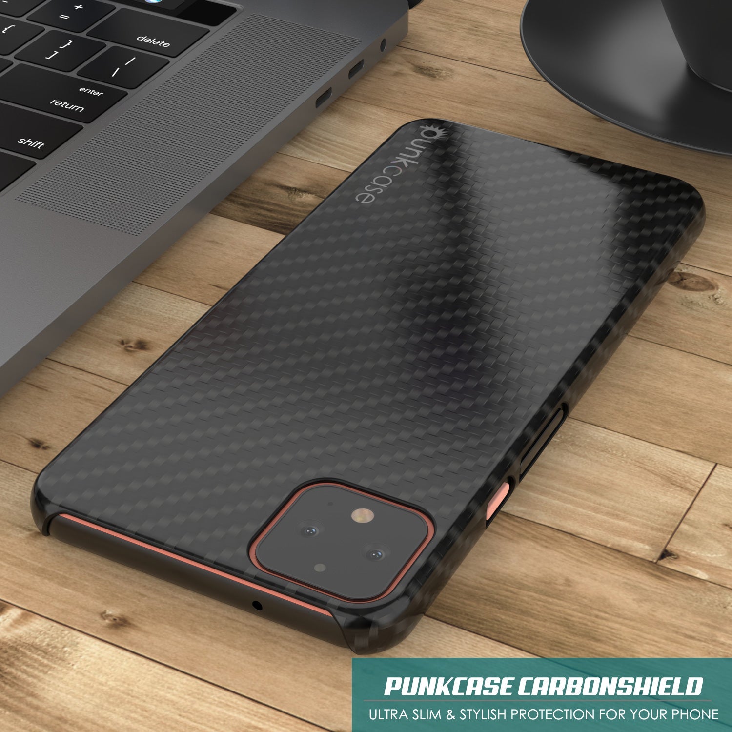 Capa de Couro ultrafina e resistente CarbonShield para Google Pixel 4