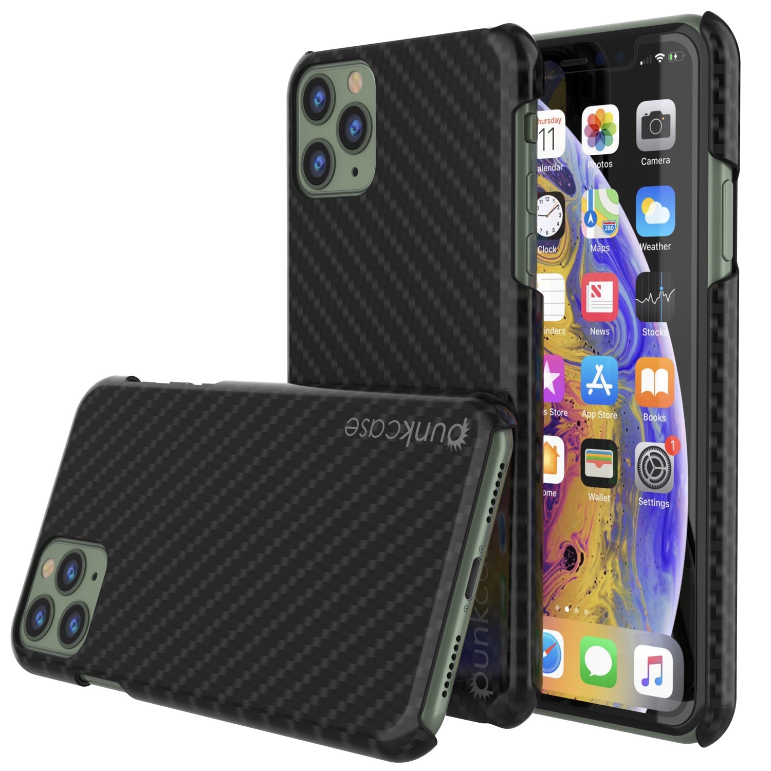 iPhone 11 Pro Case, Punkcase CarbonShield, Heavy Duty & Ultra Thin 2 Piece Dual Layer [shockproof] 