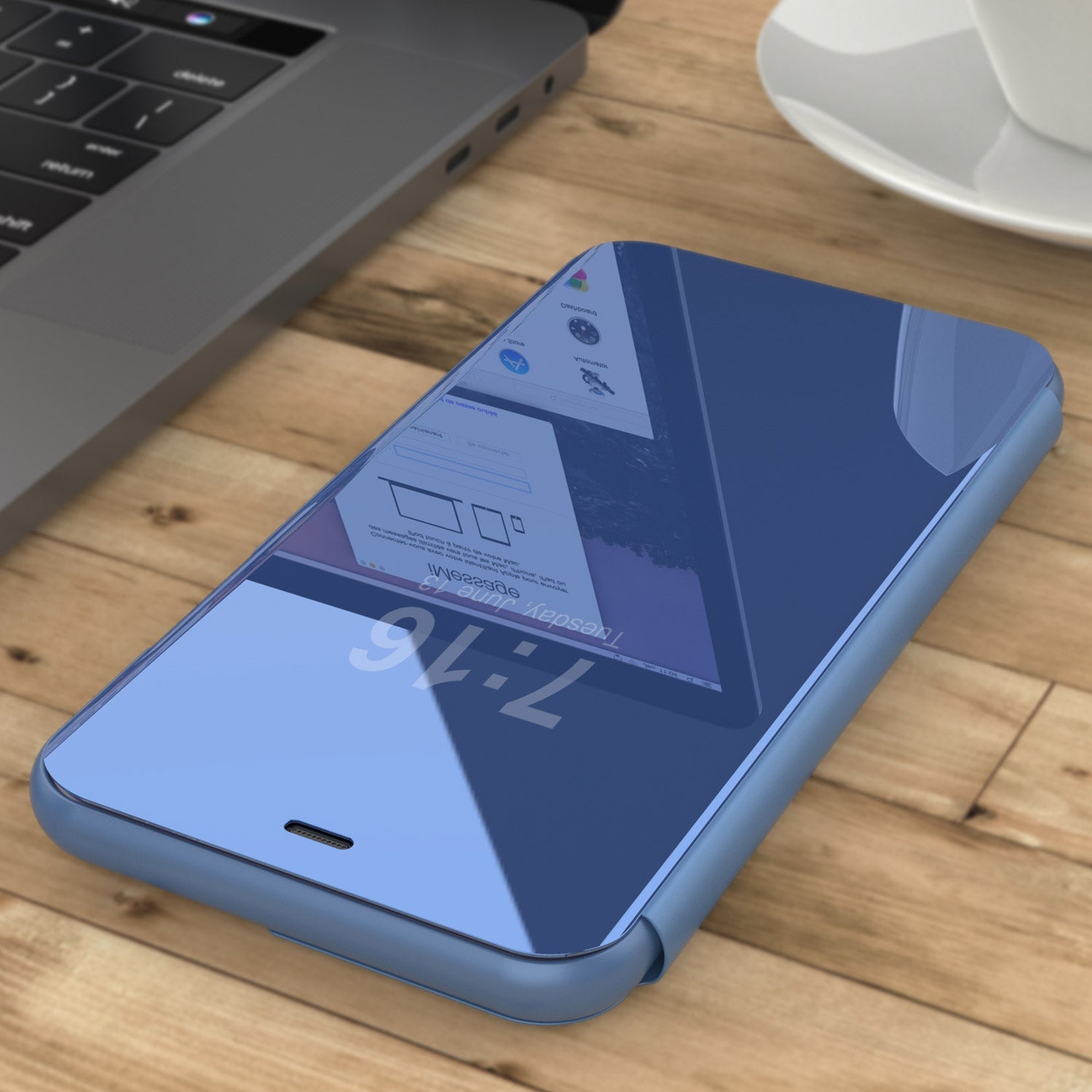 Punkcase iPhone 11 / XI Reflector Case Protective Flip Cover [Blue] (Color in image: Rose)
