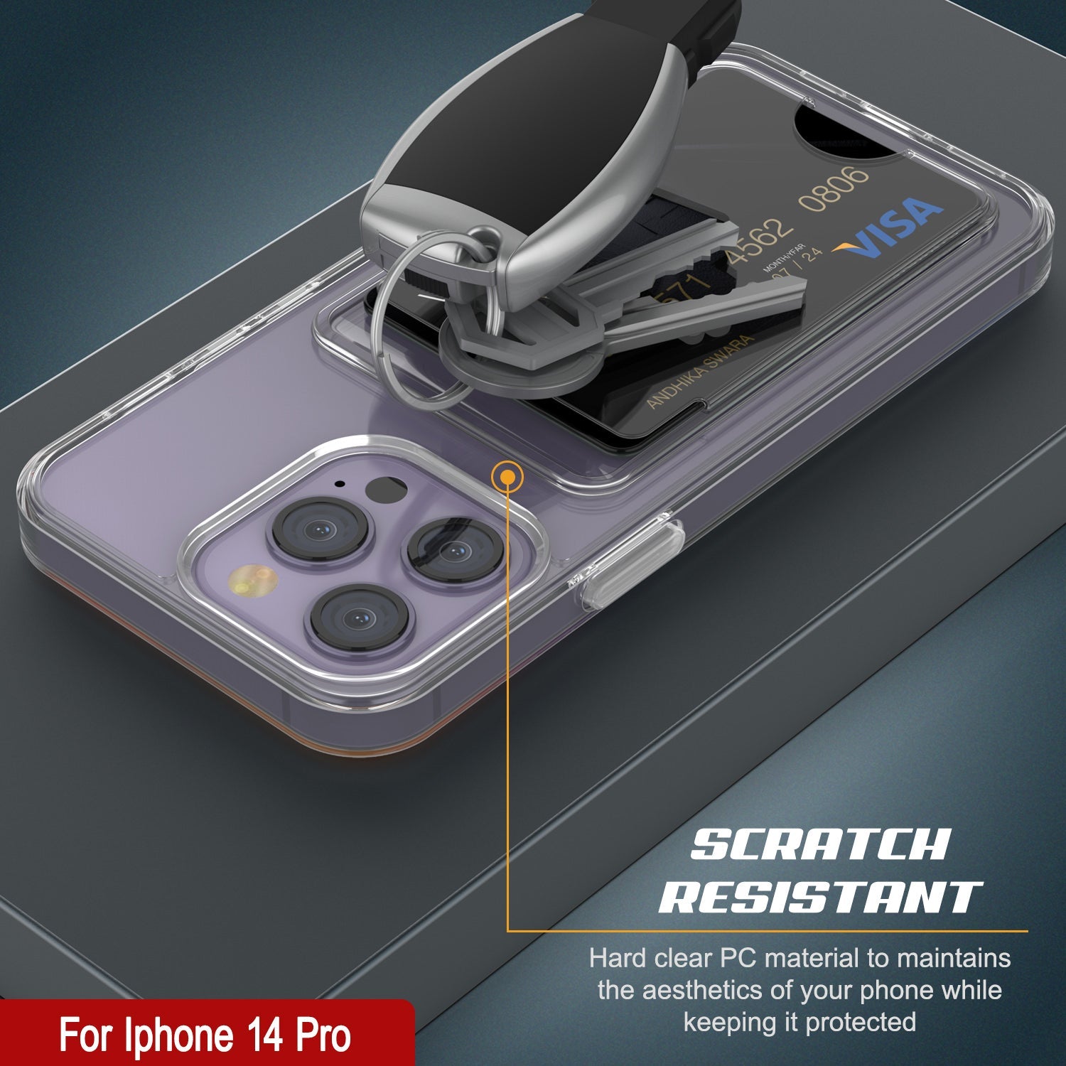Capa para iPhone 14 Pro com Porta-cartões [Série Crystal CardSlot] [Ajuste Slim]