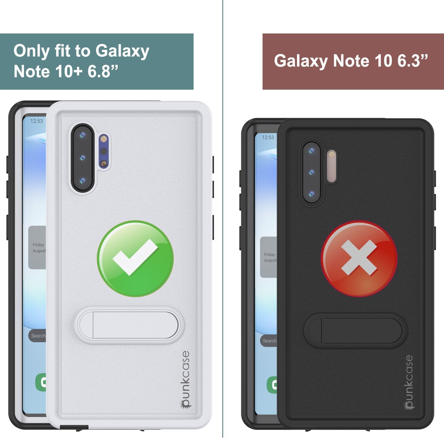 PunkCase Galaxy Note 10+ Plus Waterproof Case, [KickStud Series] Armor Cover [White] (Color in image: Purple)