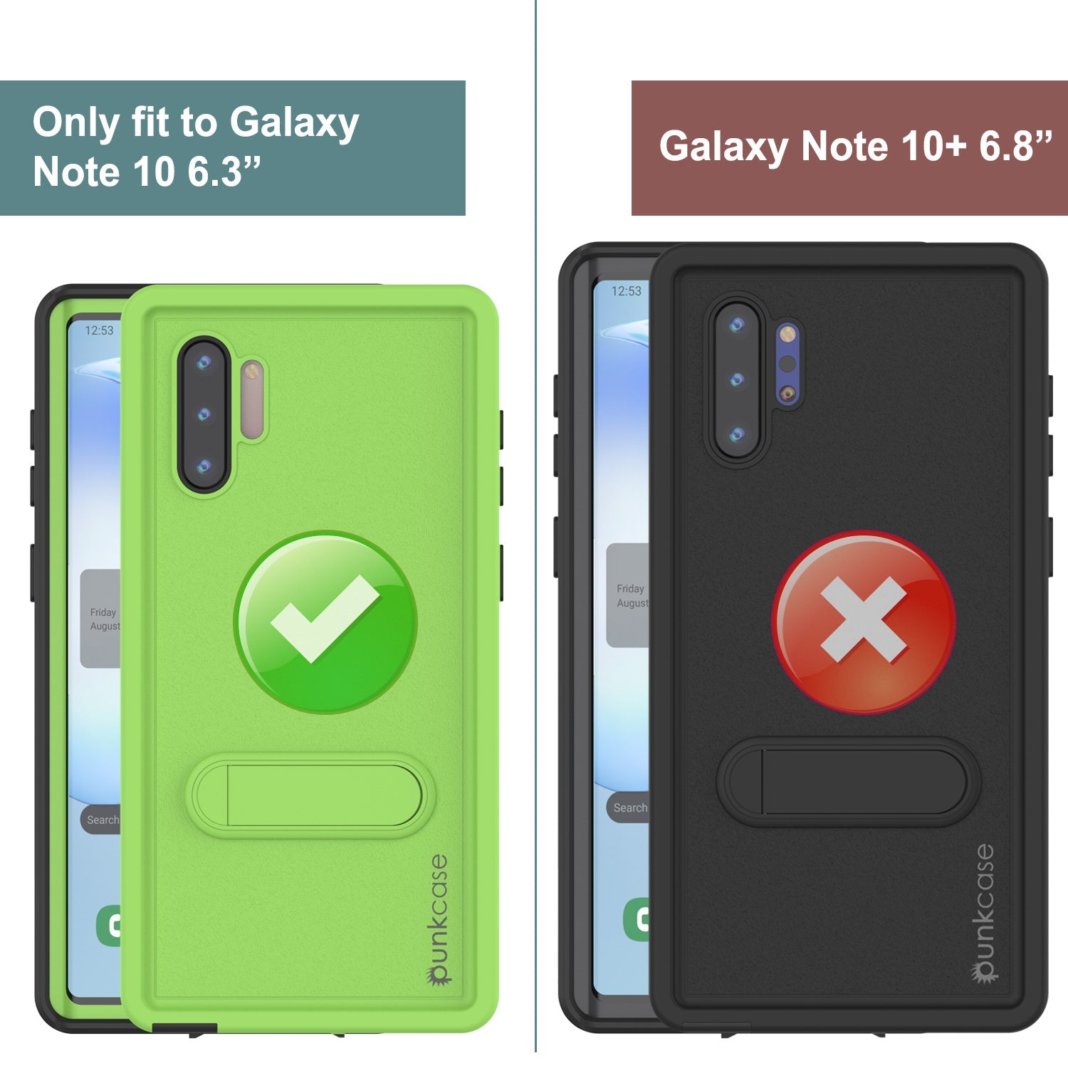 PunkCase Galaxy Note 10 Waterproof Case, [KickStud Series] Armor Cover [Light-Green] (Color in image: Purple)