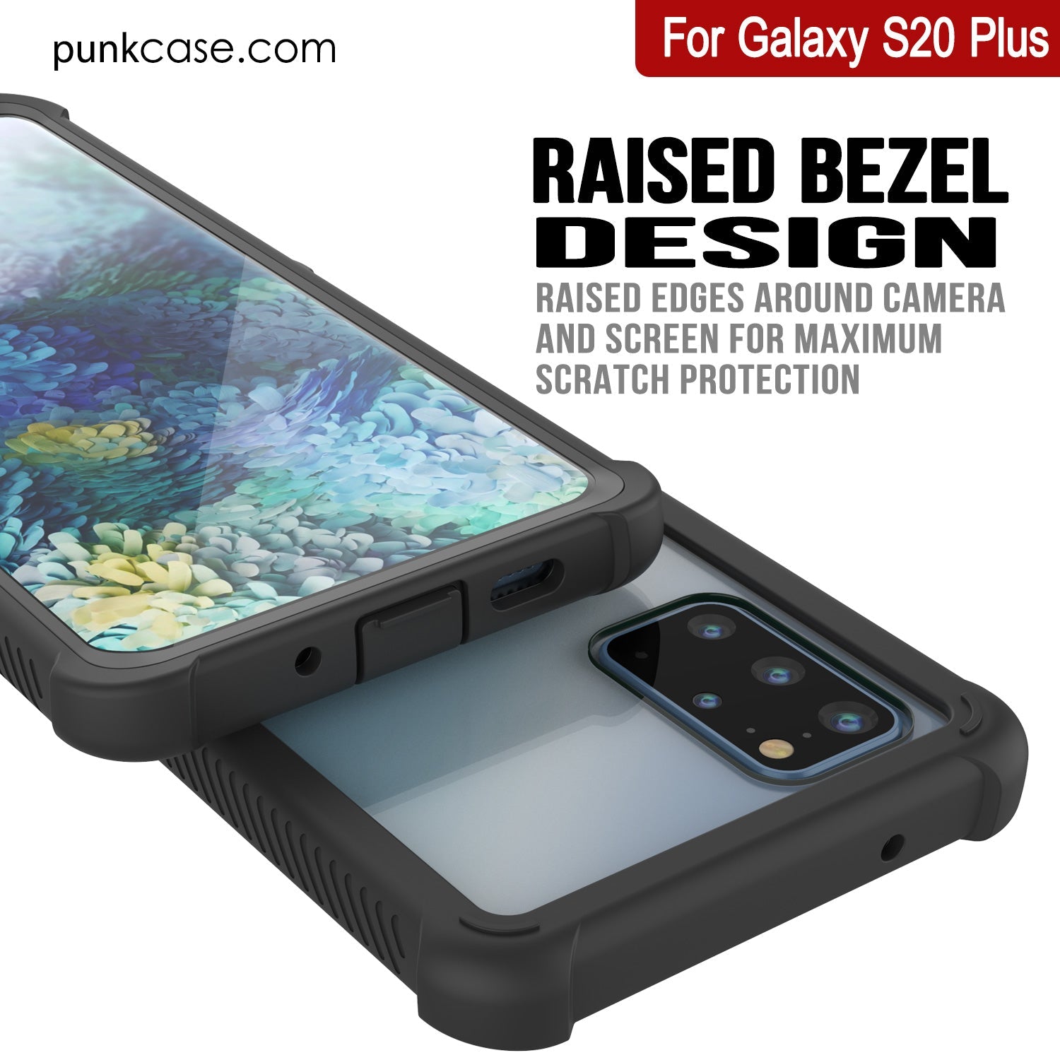 PunkCase Galaxy S20+ Plus Case, [Spartan Series] Clear Rugged Heavy Duty Cover W/Built in Screen Protector [Black] (Color in image: light green)