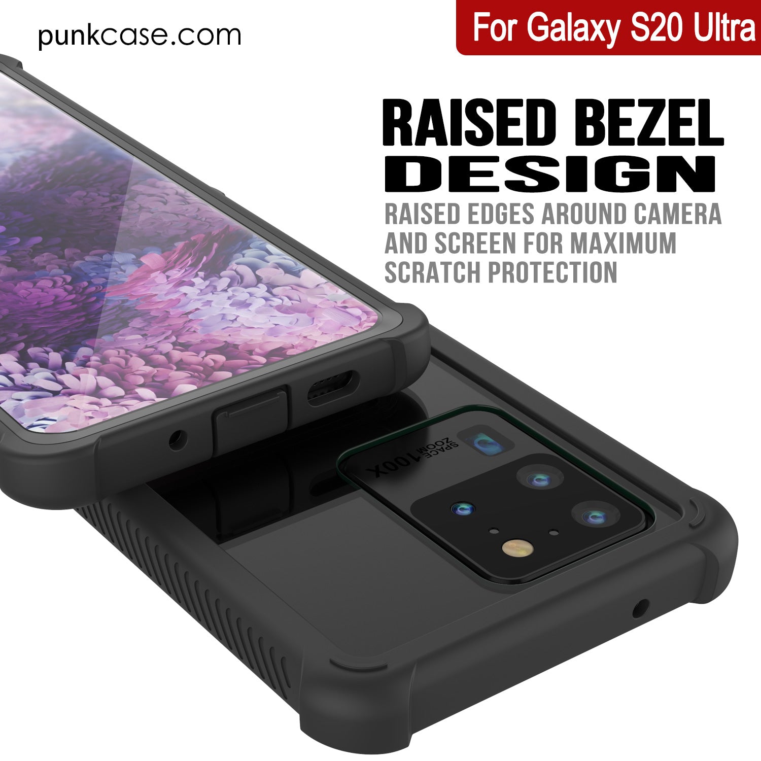 PunkCase Galaxy S20 Ultra Case, [Spartan Series] Clear Rugged Heavy Duty Cover W/Built in Screen Protector [Black] (Color in image: light blue)