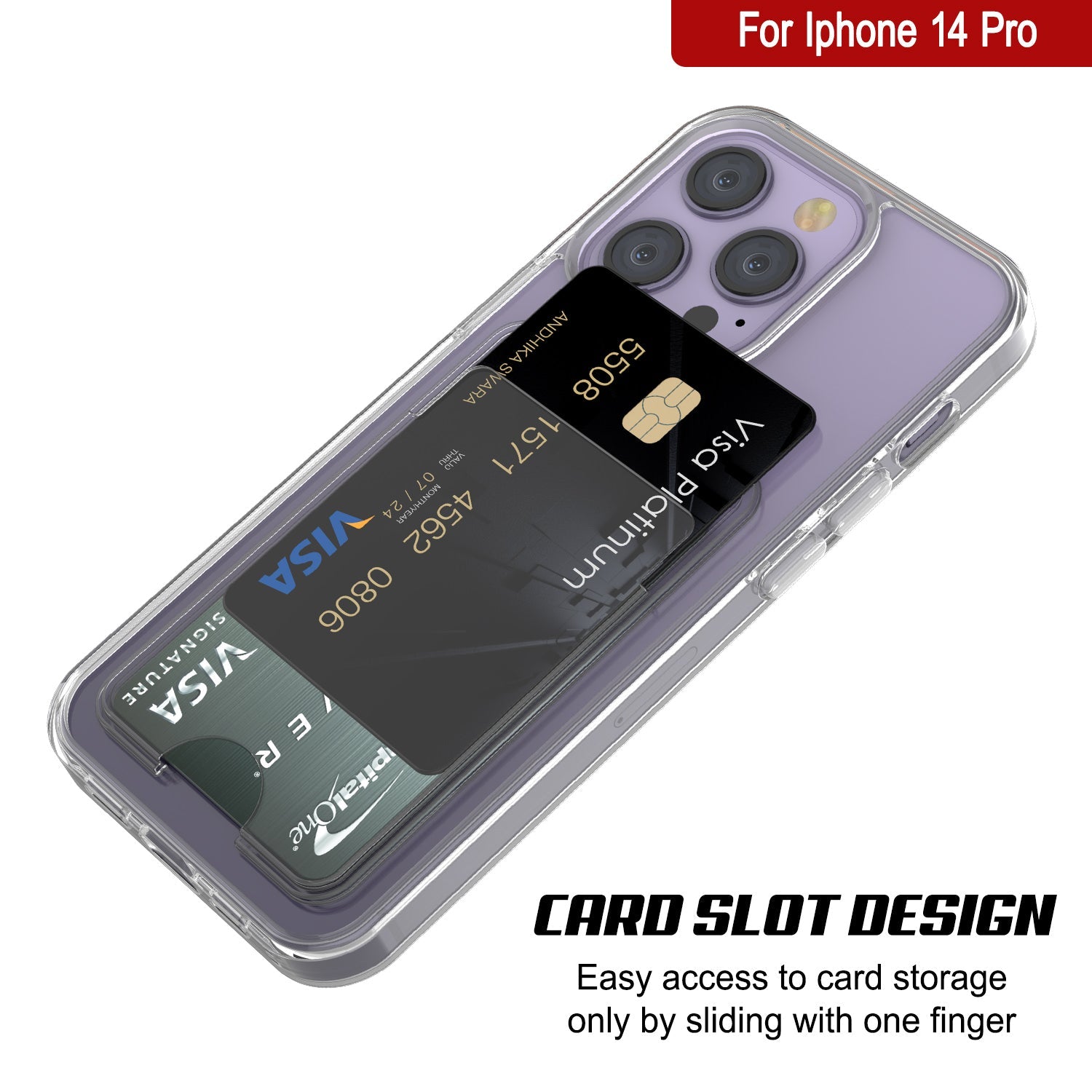 Capa para iPhone 14 Pro com Porta-cartões [Série Crystal CardSlot] [Ajuste Slim]