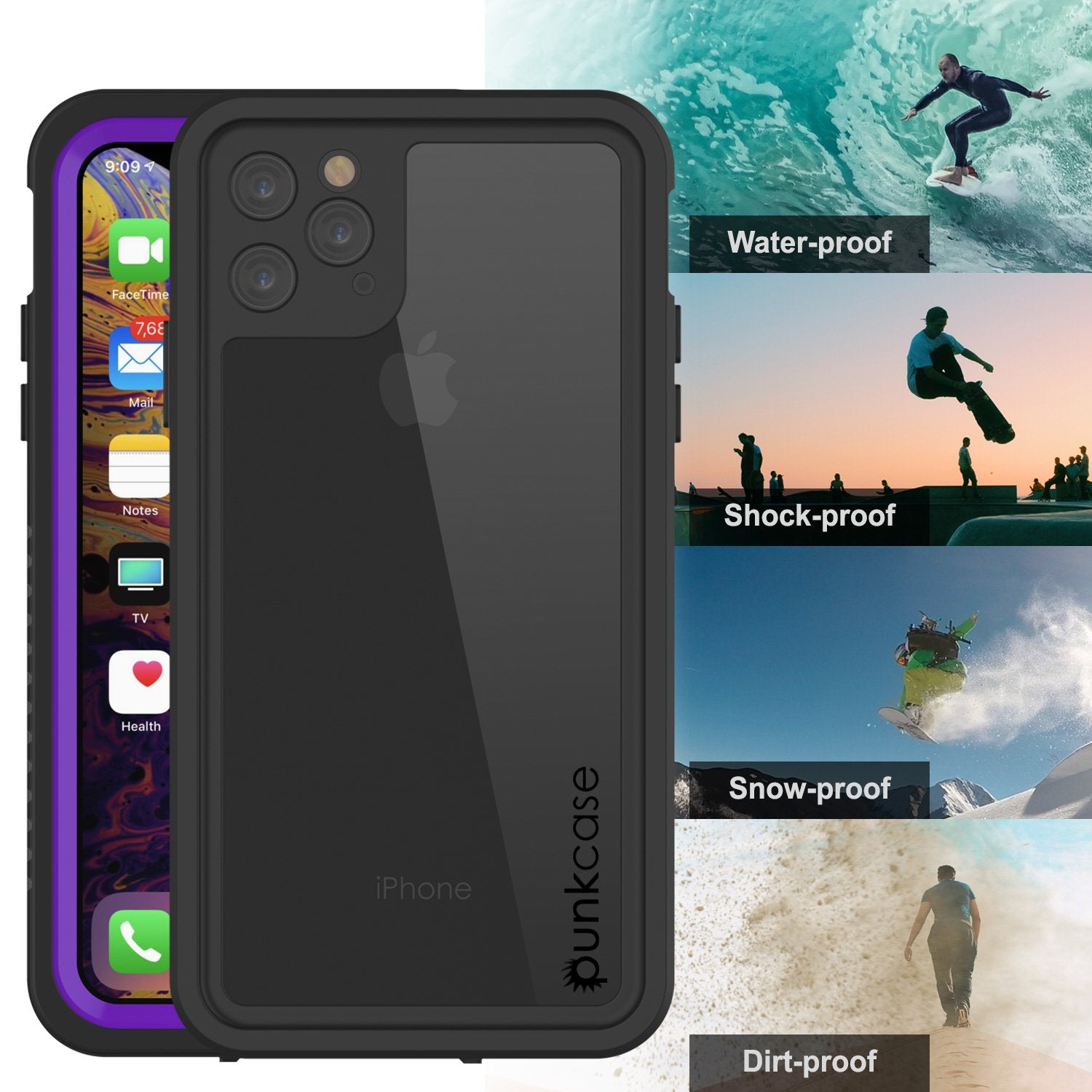 Capinha impermeável para iPhone 11 Pro Max, Punkcase [Série Extreme] Capinha de armadura com protetor de tela embutido  [Roxa]