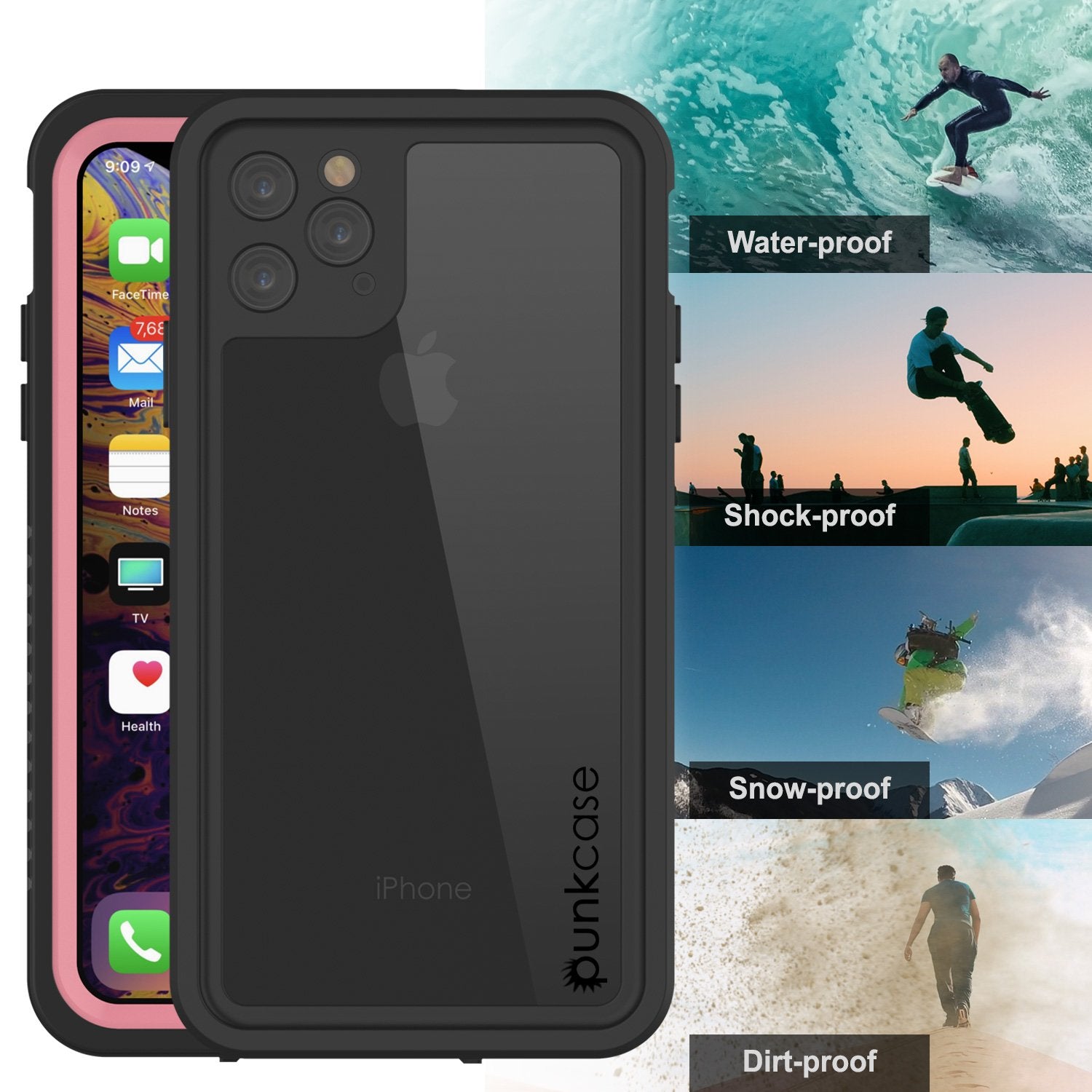 Capinha impermeável para iPhone 11 Pro Max, Punkcase [Série Extreme] Capinha de armadura com protetor de tela embutido  [Rosa]
