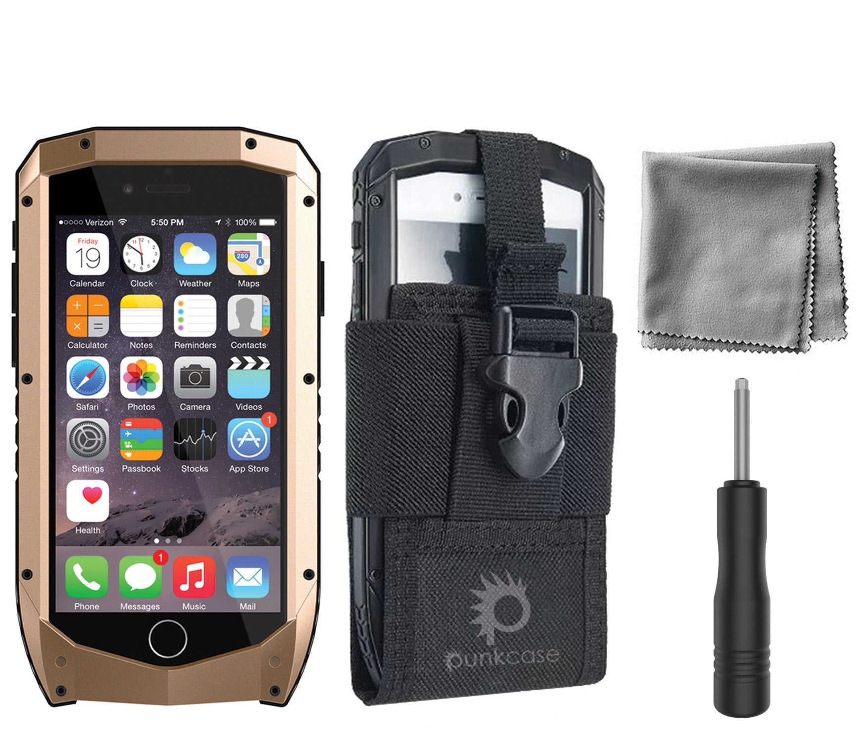 iPhone 6s/6 Case, Punkcase Metallic PRO Gold Series Cover W/ Attached Screen Protector | Touch-ID (Color in image: Neon)