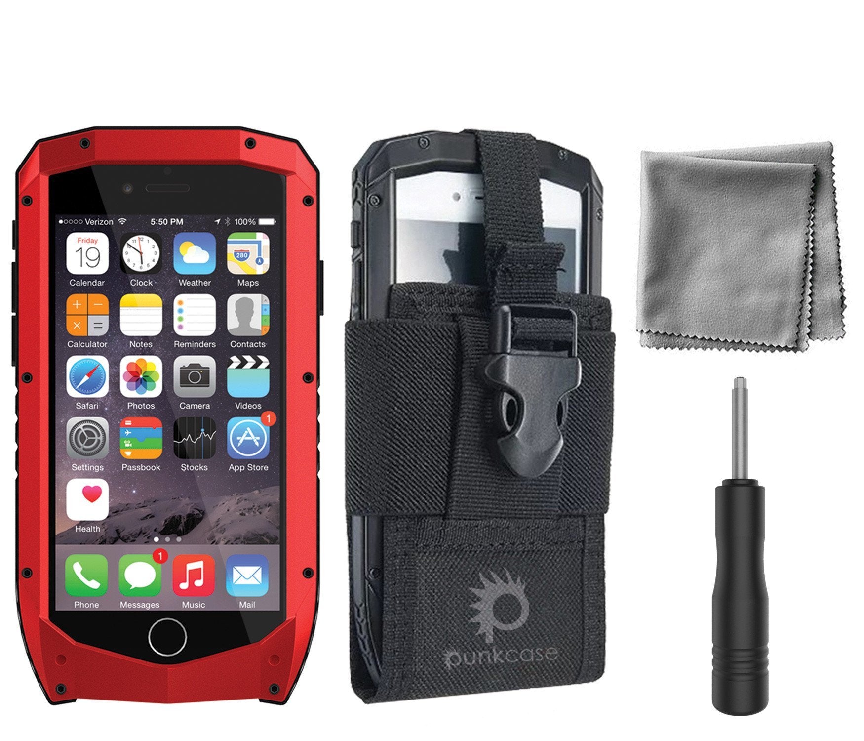 iPhone 6s/6 Case, Punkcase Metallic PRO Red Series Cover W/ Attached Screen Protector | Touch-ID (Color in image: White)