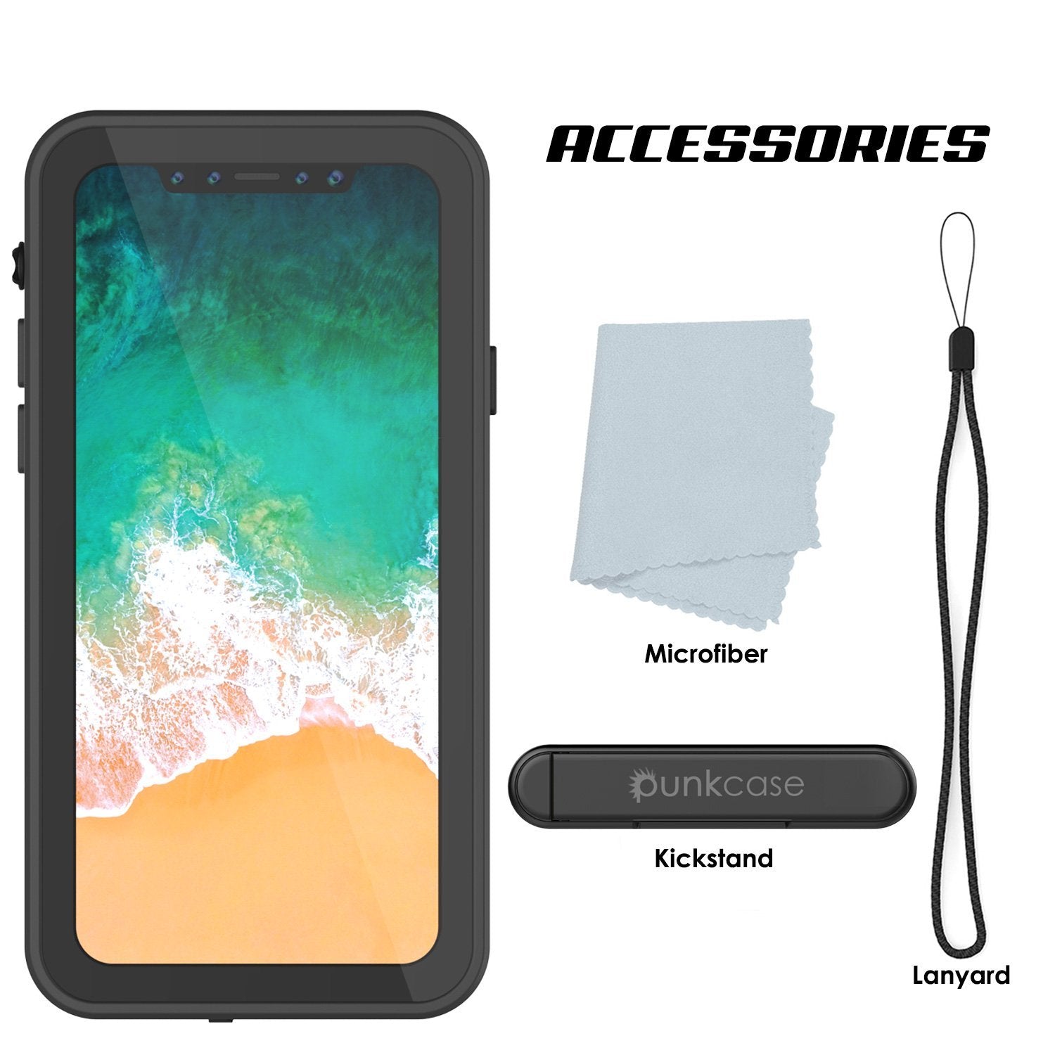 iPhone X Waterproof IP68 Case, Punkcase [Black] [StudStar Series] [Slim Fit] [Dirtproof] (Color in image: light green)