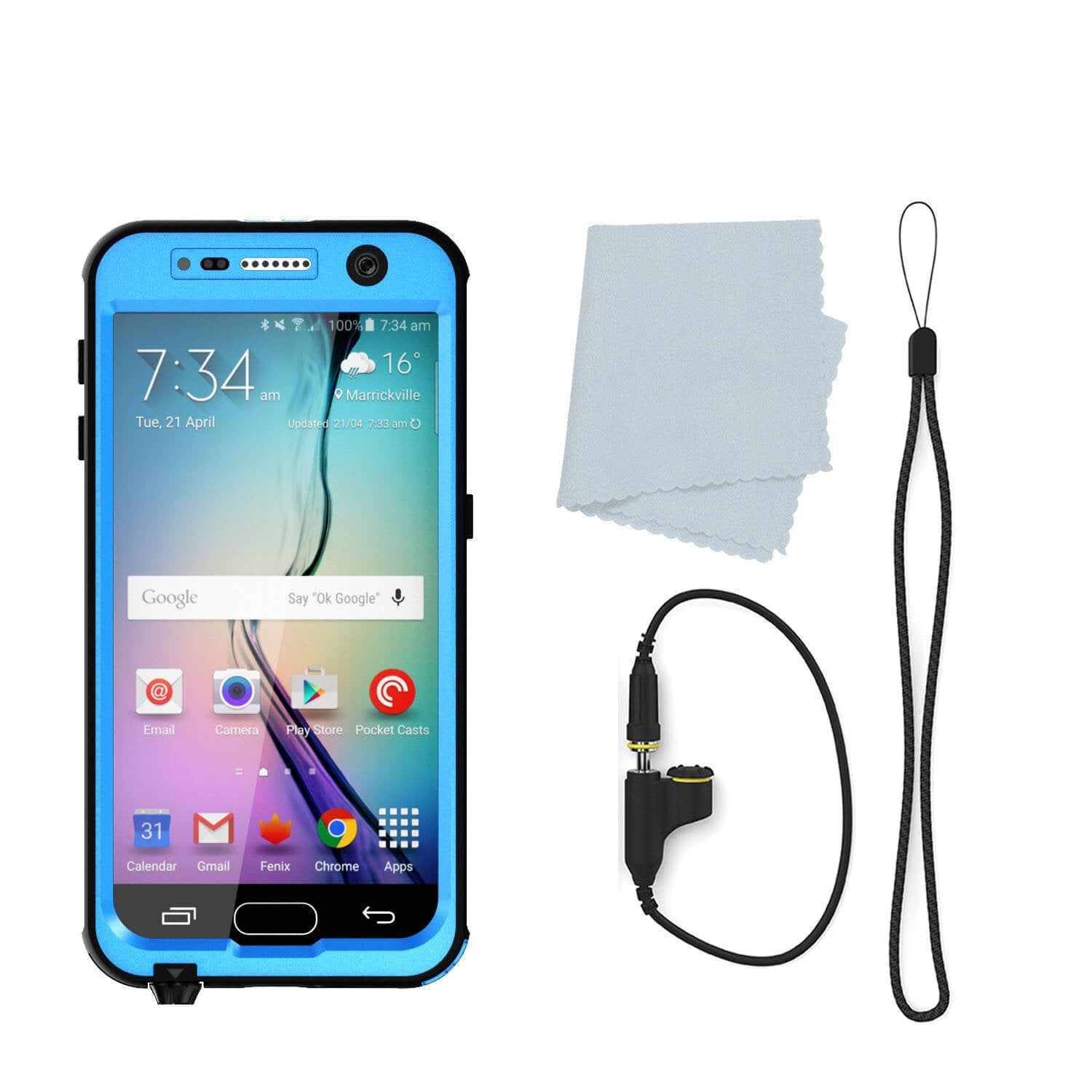 Galaxy S6 Waterproof Case PunkCase StudStar Light Blue Thin 6.6ft Underwater IP68 Shock/Dirt Proof (Color in image: black)