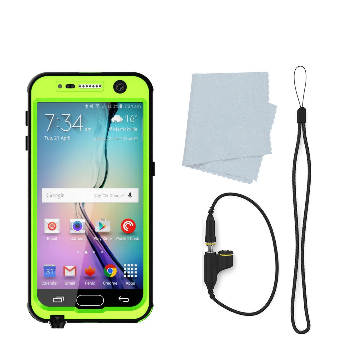 Galaxy S6 Waterproof Case PunkCase StudStar Light Green Thin 6.6ft Underwater IP68 Shock/Dirt Proof (Color in image: light blue)