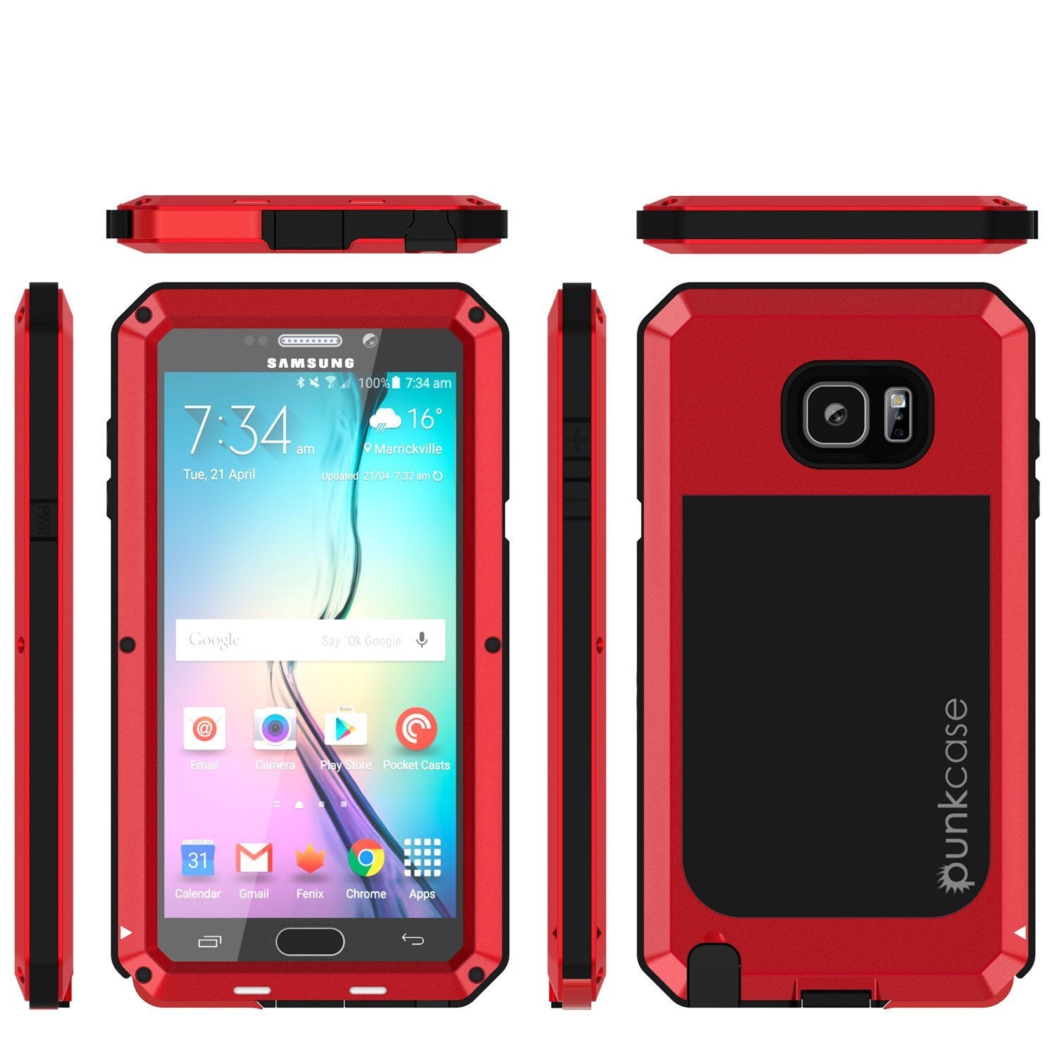 Capa S7, série METALLIC vermelha da Punkcase® para Samsung Galaxy S7 com vidro temperado | Moldura de alumínio