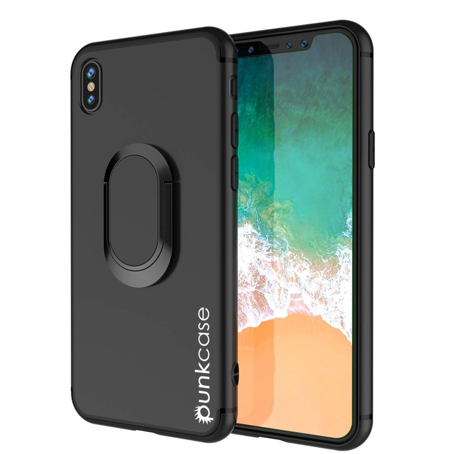 Capa de iPhone XR, Punkcase Magnetix Protetora de TPU com Suporte, Protetor de Tela de Vidro Temperado [Preto]