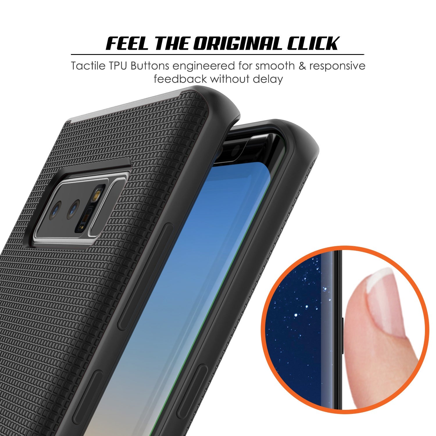 Galaxy Note 8 Case, PunkCase [Stealth Series] Hybrid 3-Piece Shockproof Dual Layer Cover [Non-Slip] [Soft TPU + PC Bumper] with PUNKSHIELD Screen Protector for Samsung Note 8 [Black] (Color in image: Silver)